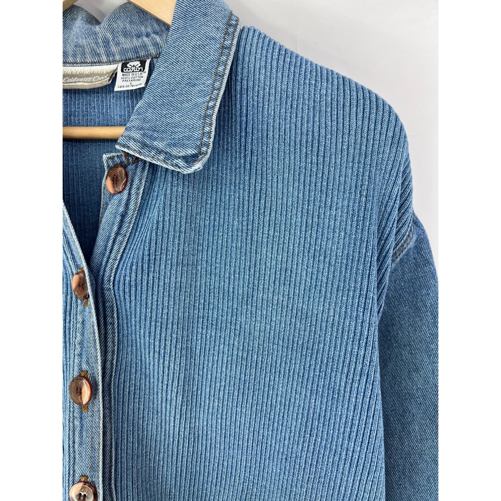 Vintage Denim Chore Jacket Coldwater Creek Womens Blue Ribbed Large