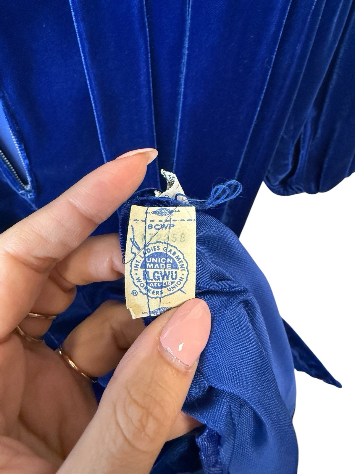 Vintage 70s Victorian Prairie Revival Sapphire Blue Velvet Long Sleeve Maxi 10