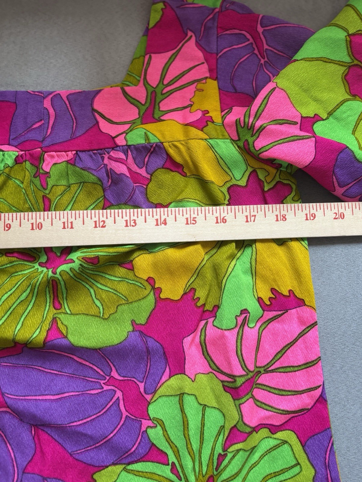 Vtg 60’s Handmade Mod Shift Dress Psychedelic Floral Flutter Sleeve Resort House