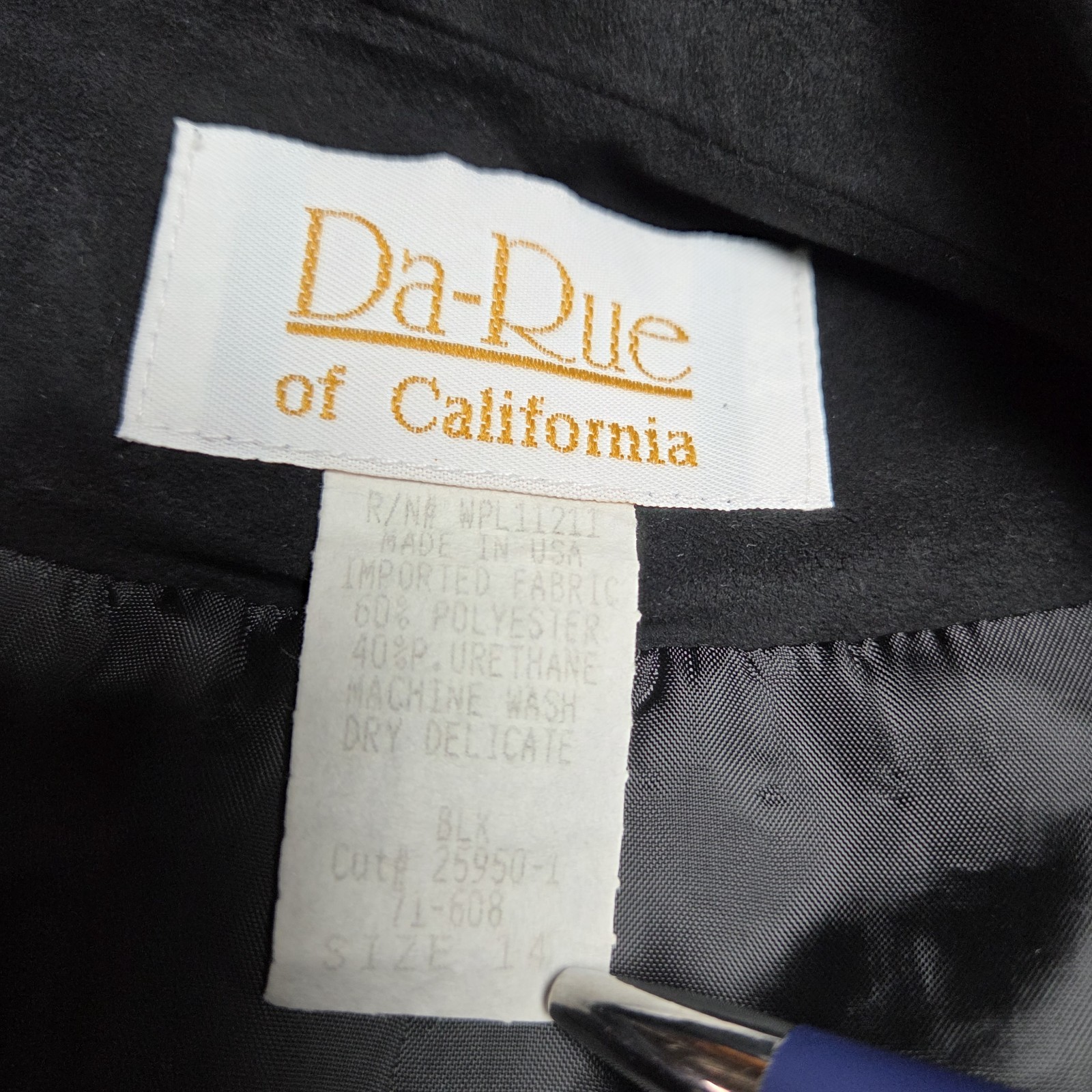 Vintage Da-Rue Faux Suede Open Blazer Jacket Brown Size 14 Longline USA Made