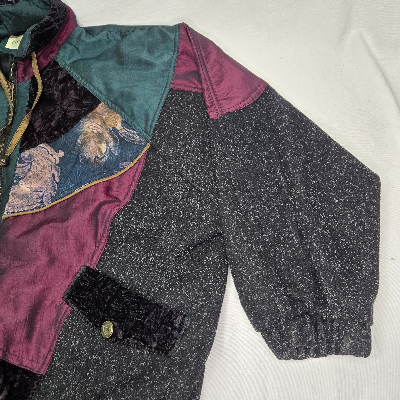 Vintage Charles Klein Women’s Jacket 2X Colorblock Patchwork 80s 90s