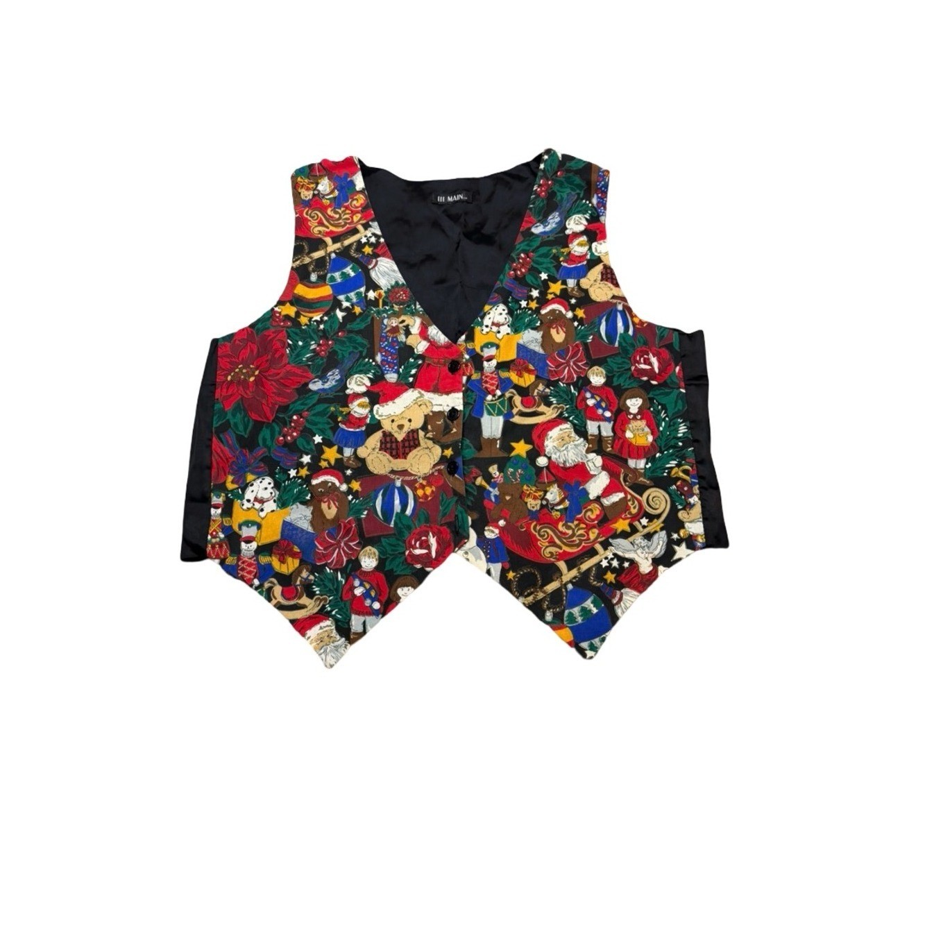 ✨🎄 111 Main Vintage Christmas Holiday Novelty Vest Santa Toys Festive 🎄✨