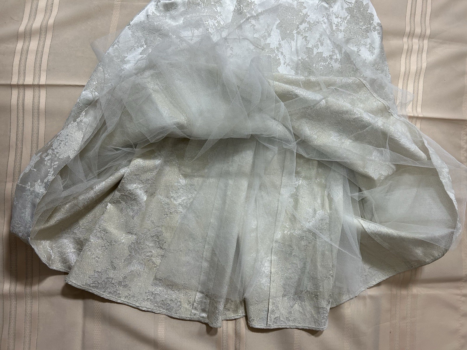 Vintage 90s Gunne Sax Size 3/4 Brocade Ivory Gold Gown Wedding Formal Jacquard