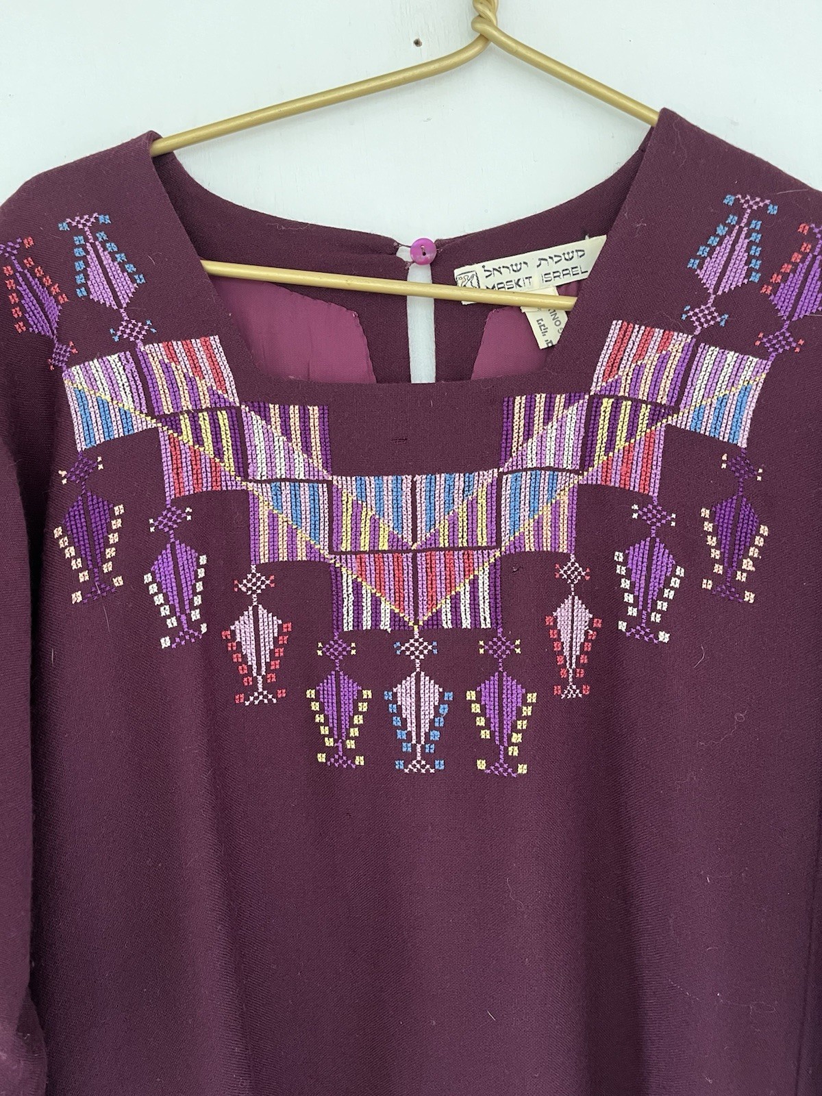 Vintage 1972 Hand Embroidered Wool Ethnic Caftan 70s Kaftan