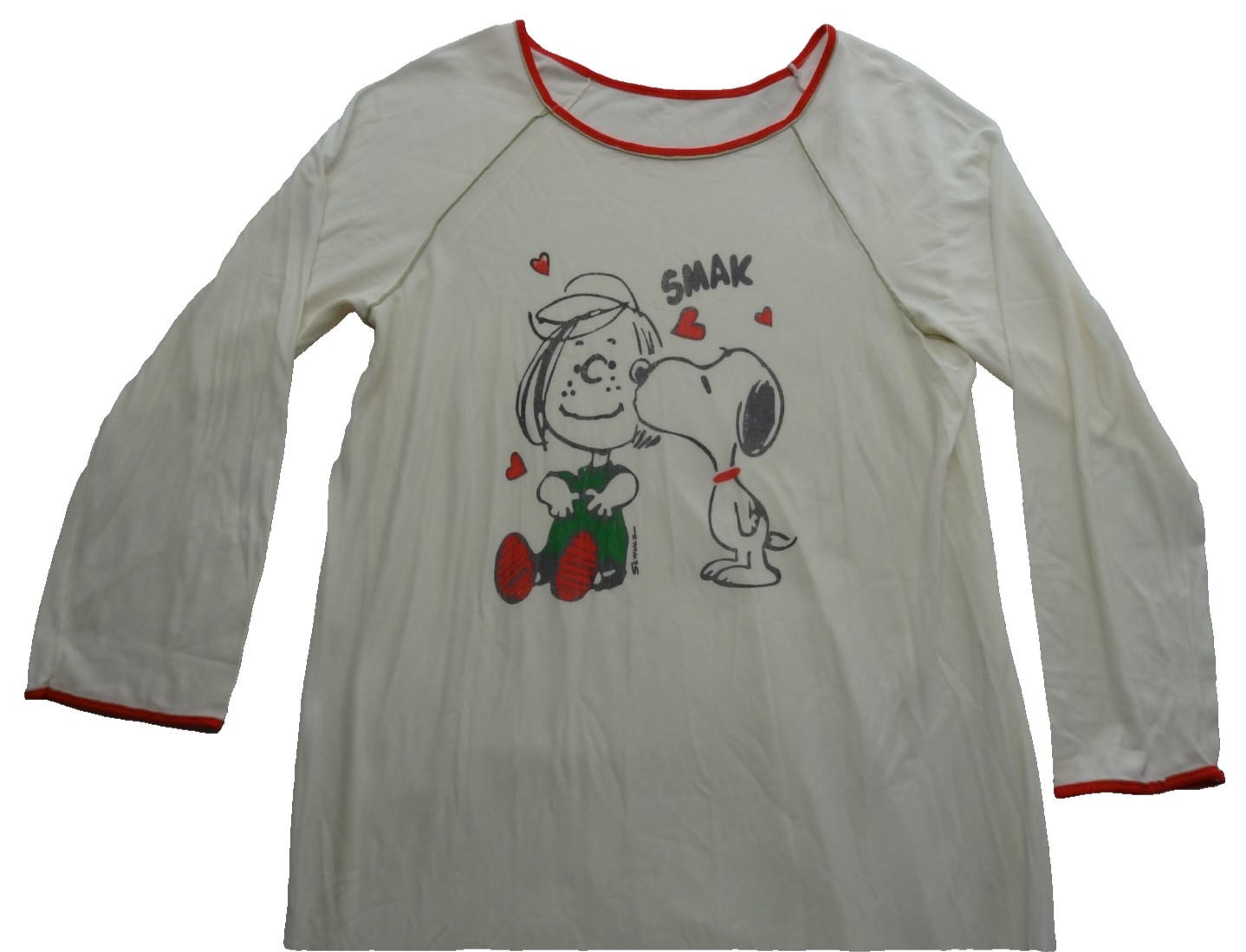 Sears 38-40 VTG Nightgown Night Shirt Snoopy Peppermint Patty Thin 60s 70s 72101
