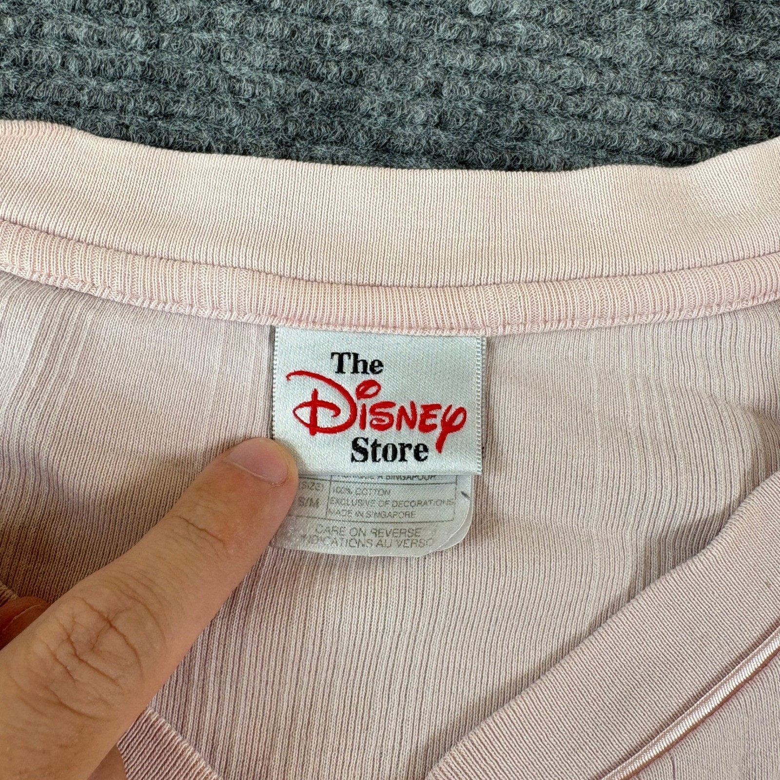 The Disney Store Winnie the Pooh Pink Ribbed Embroidered Henley Crop Top S/M