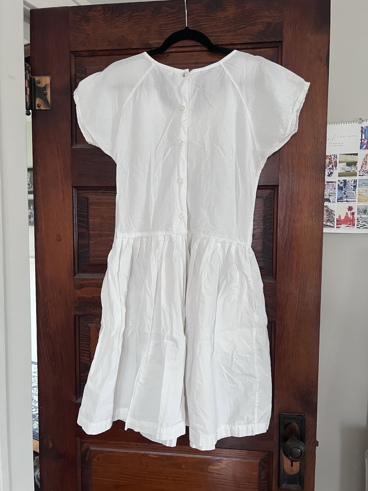 Vintage ‘karavan Dress Kode’ 100% Cotton With Floral Embroidery And Pockets