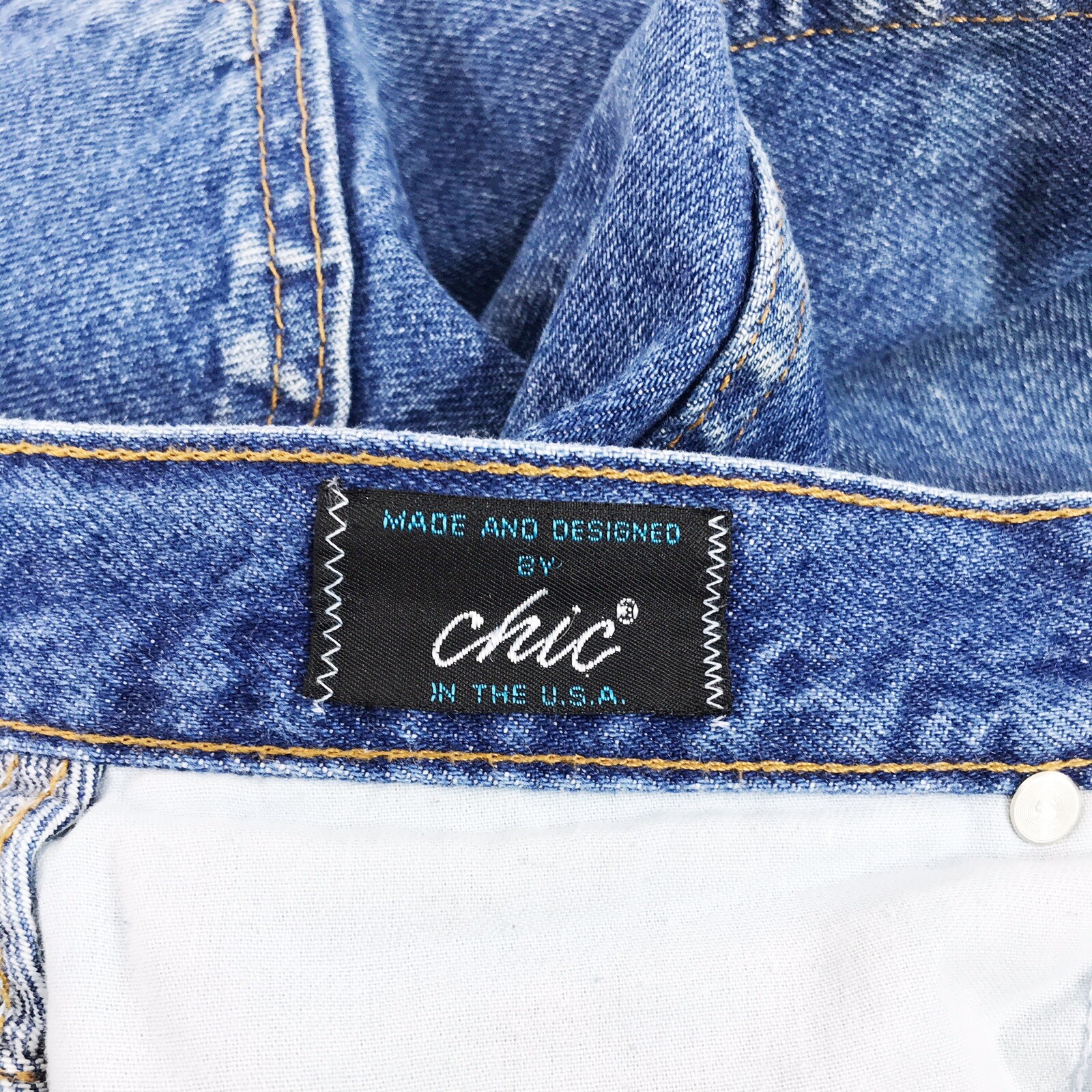 Chic Jeans Women’s 18 WP 34 x 29 Vintage 80s Blue Tapered Leg High Waist Mom