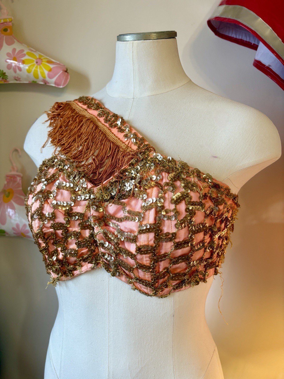 1930’s Sequin And Fringe Burlesque Showgirl Bralette