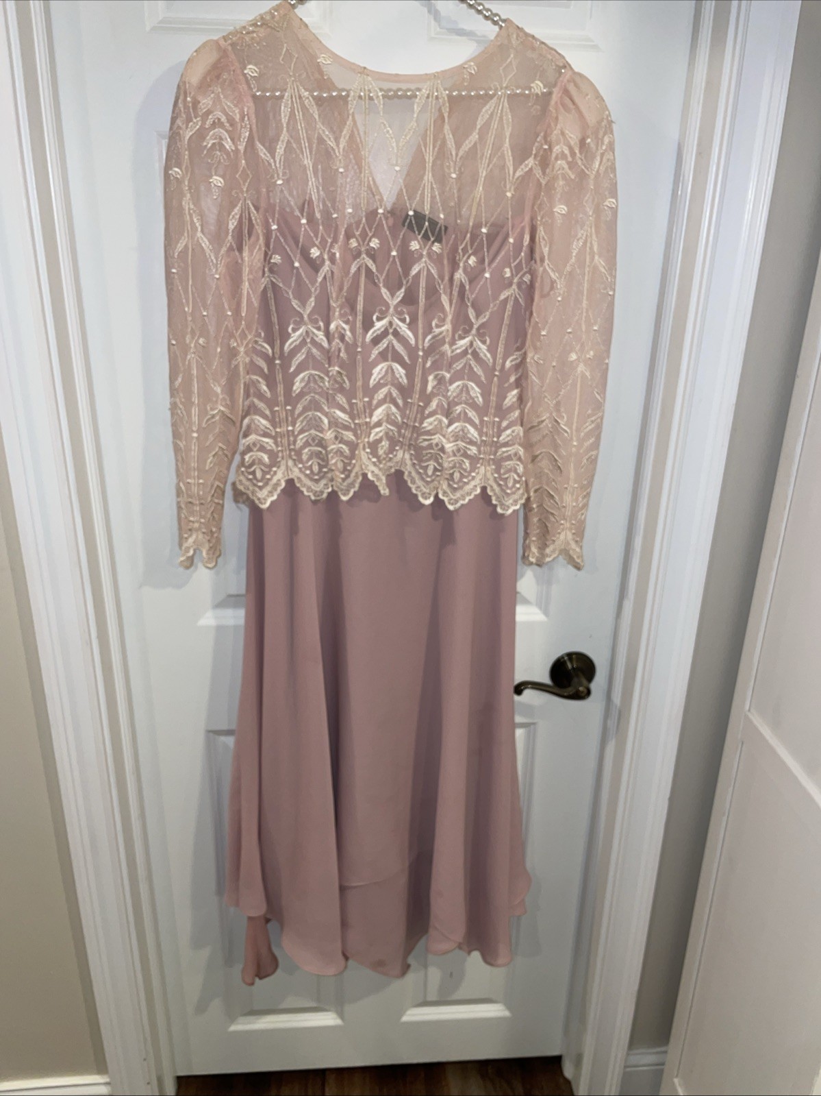 Vintage Cachet Bari Protas 1970- 1980s Size 11-12 Dusty Pink Semi Sheer Made USA