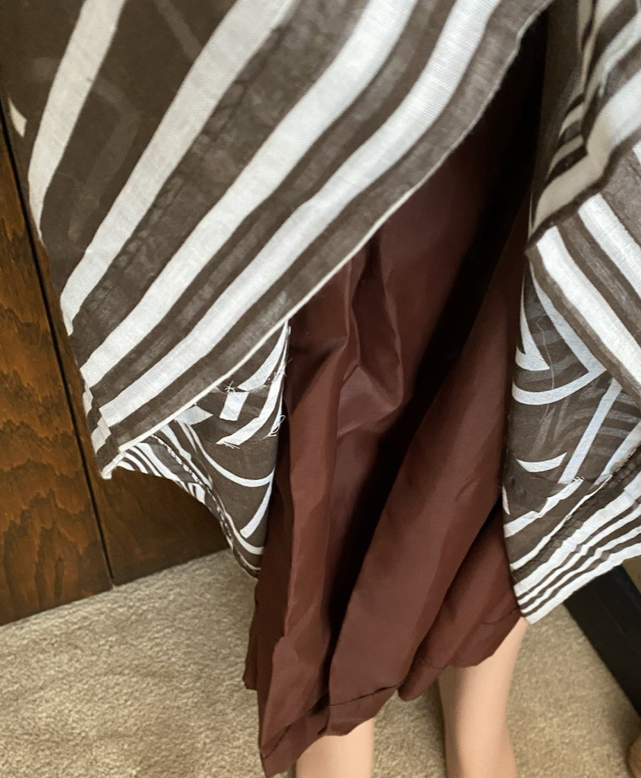 VTG 1963 Field-Schlick Women’s Striped Brown White Sheer Sleeve Maxi Dress NWT