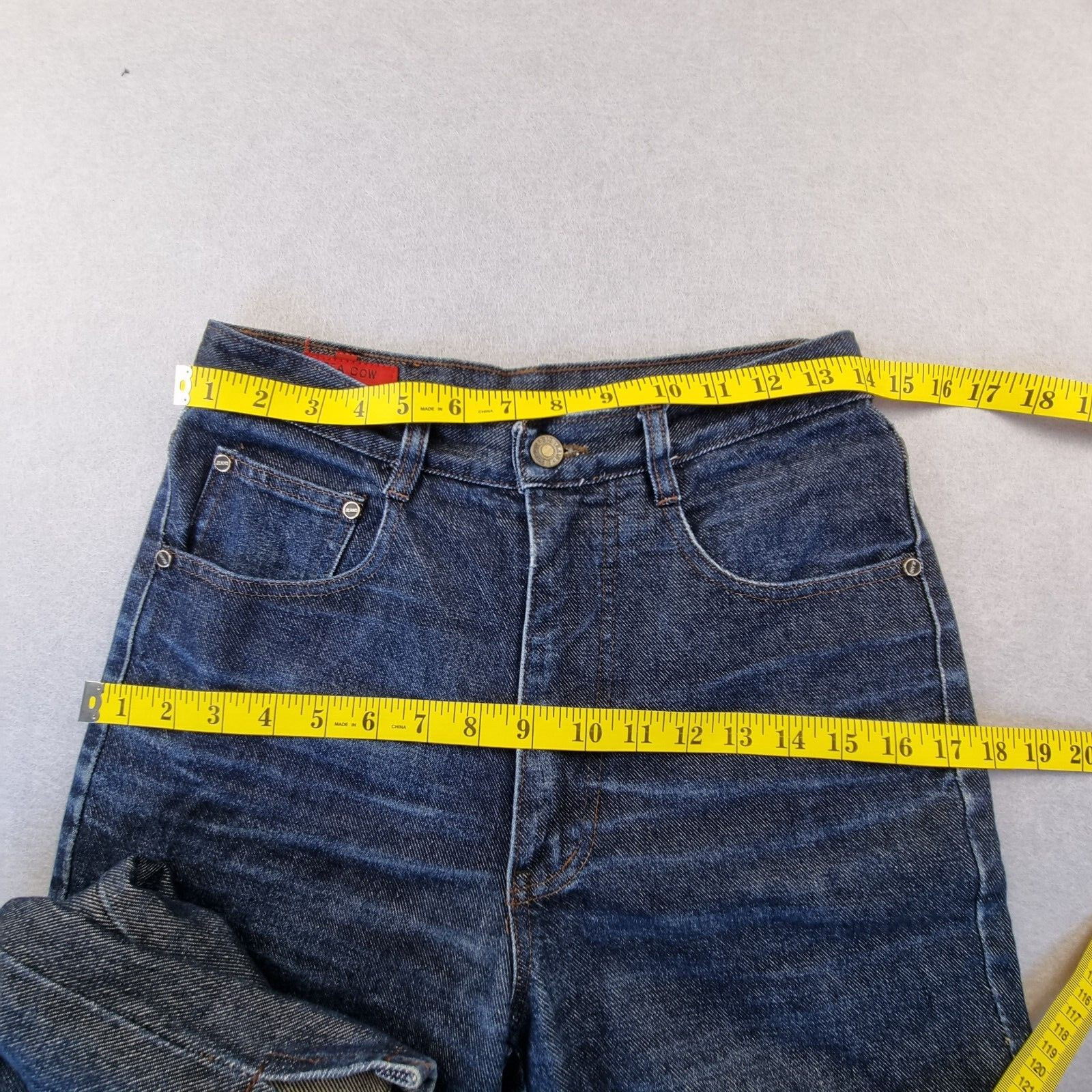 VINTAGE High Rise Blue Denim Jeans sZ 28″ Tall Girls Jeans Baggy Tapered leg