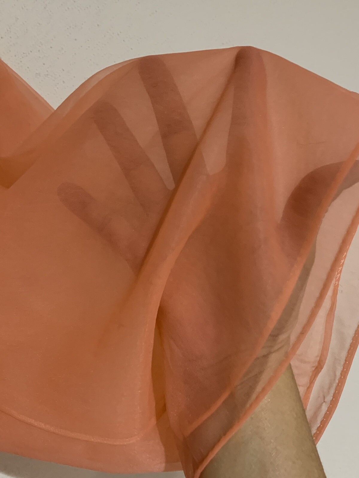 VTG S M Nightgown Orange Double Chiffon Nylon Lace Trim Tie Back Ro-Vel Calif
