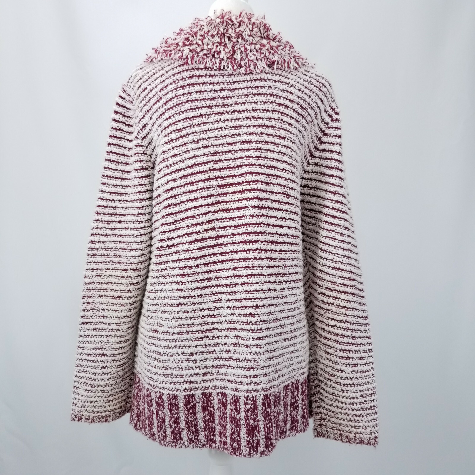 Vintage 80s Side Effects Womens Large Acrylic Fringe Boucle Sweater Cardigan Top