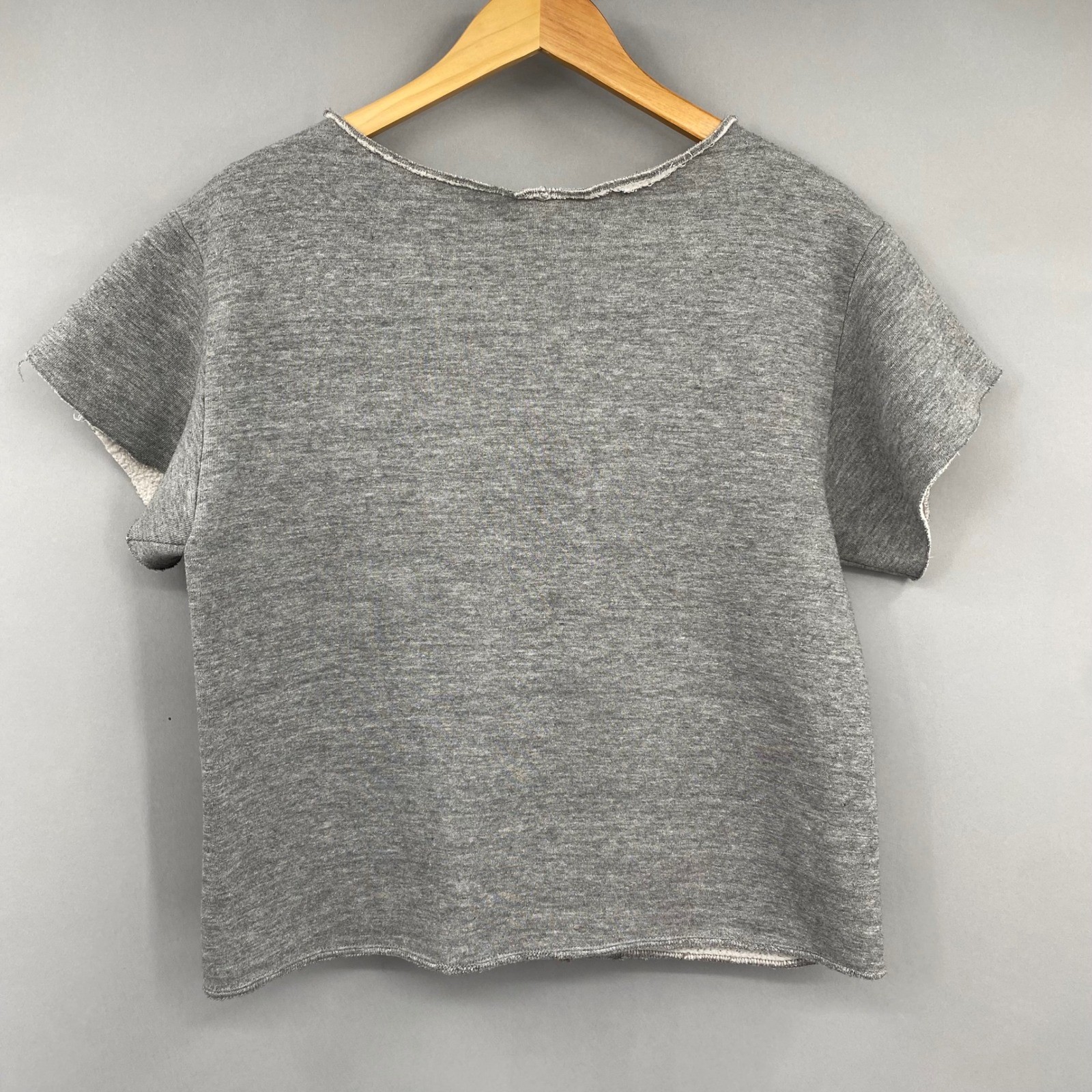 Vintage Russell Super Weights Army Sweatshirt Gray Cut Off Short Sleeve M 38-40