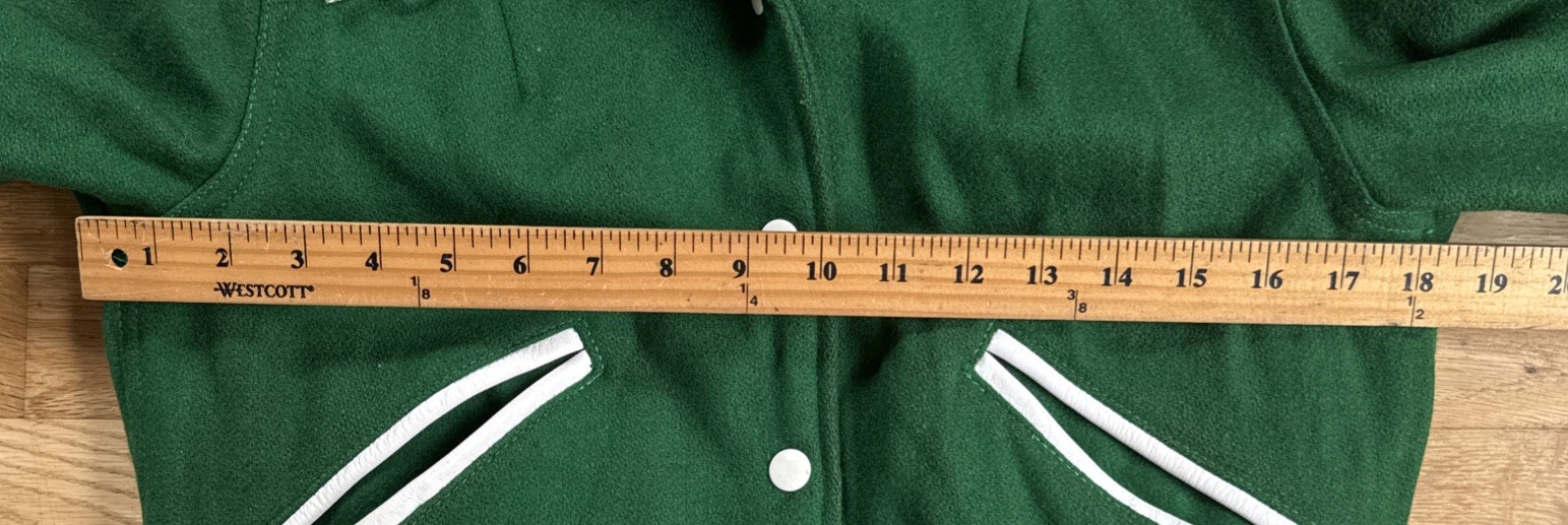 Vintage Butwin Varsity Wool Jacket Green USA Made Women’s 12 Hood Xs/S Button