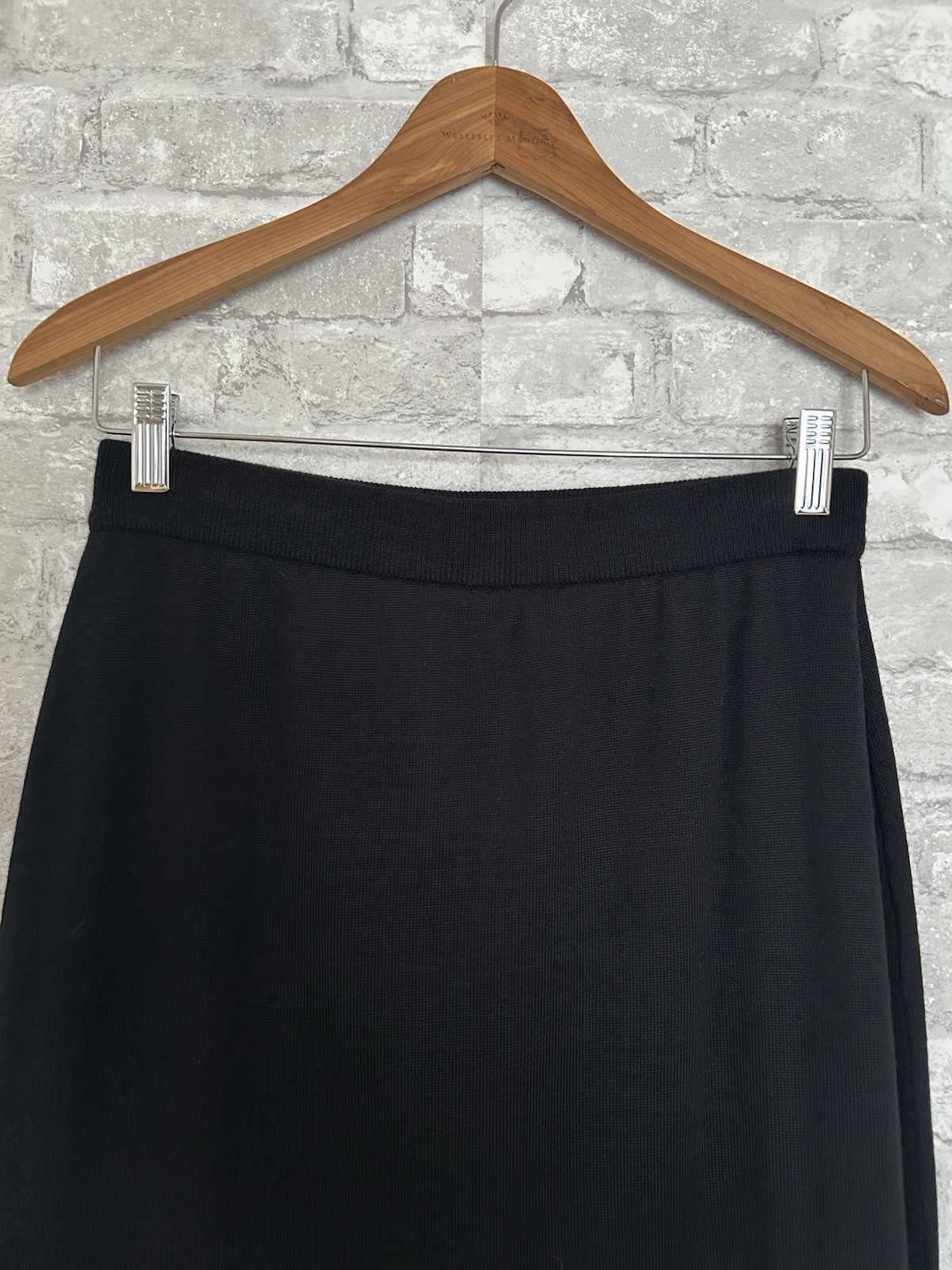 Carole Little M Vtg Black 2 Piece Skirt Set Beaded Asymmmetrical Overlap Sweater