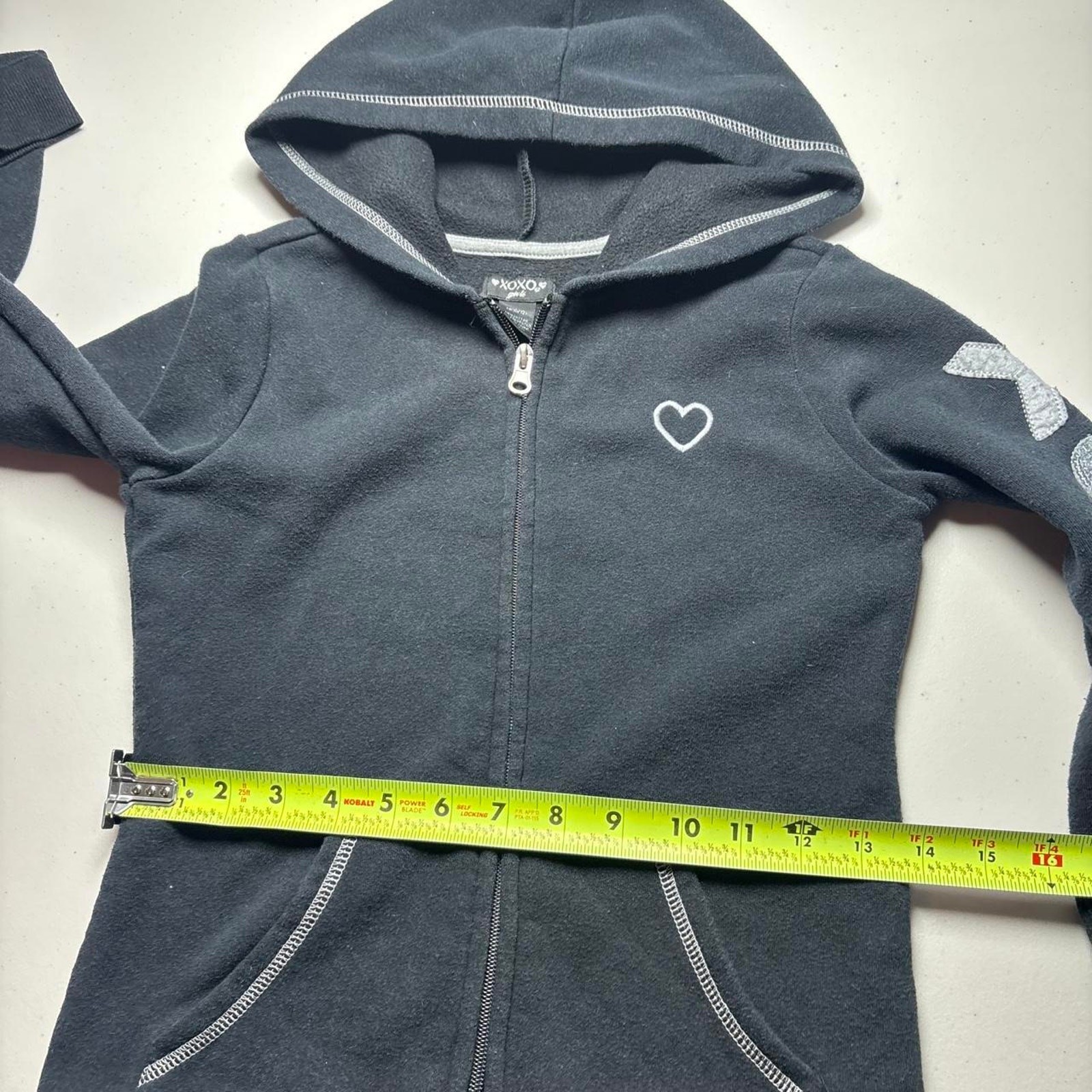 Y2K Fitted XOXO Black & Silver Sequin Zip Up Jacket