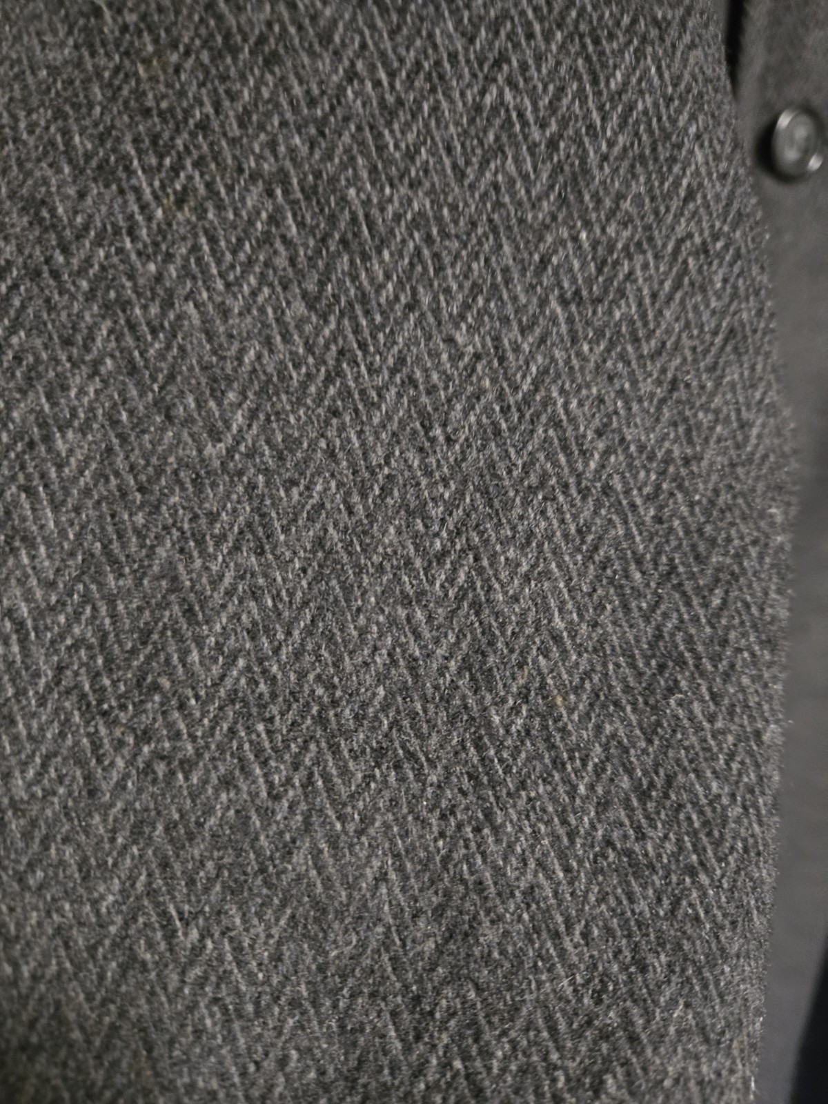 Vintage 40s/50s/60s Scottish Wool Herringbone Tweed Trench Coat M Charcoal Gray