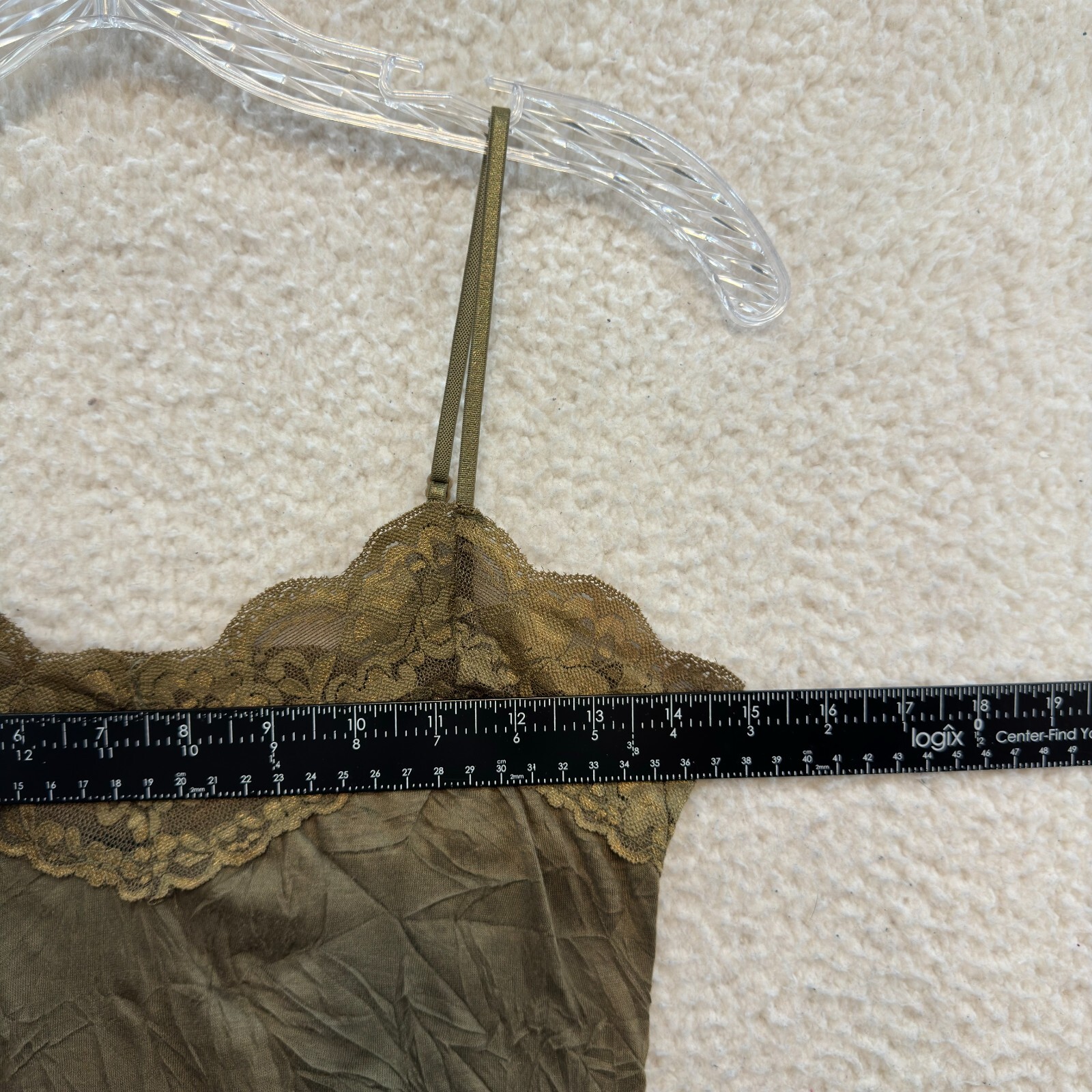 Y2K Vintage Camisole Tank Top XS Small Olive Green Boho Fairy Grunge Whimsigoth