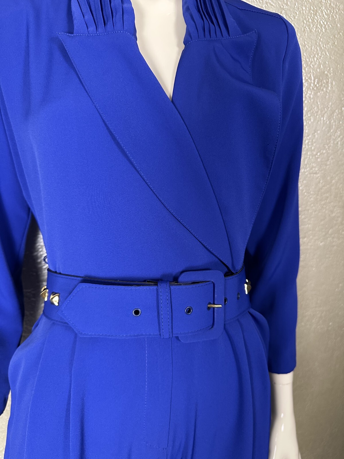 Vintage 1980s Ladies JOAN WALTERS Electric Blue Jumpsuit w/Studded Belt