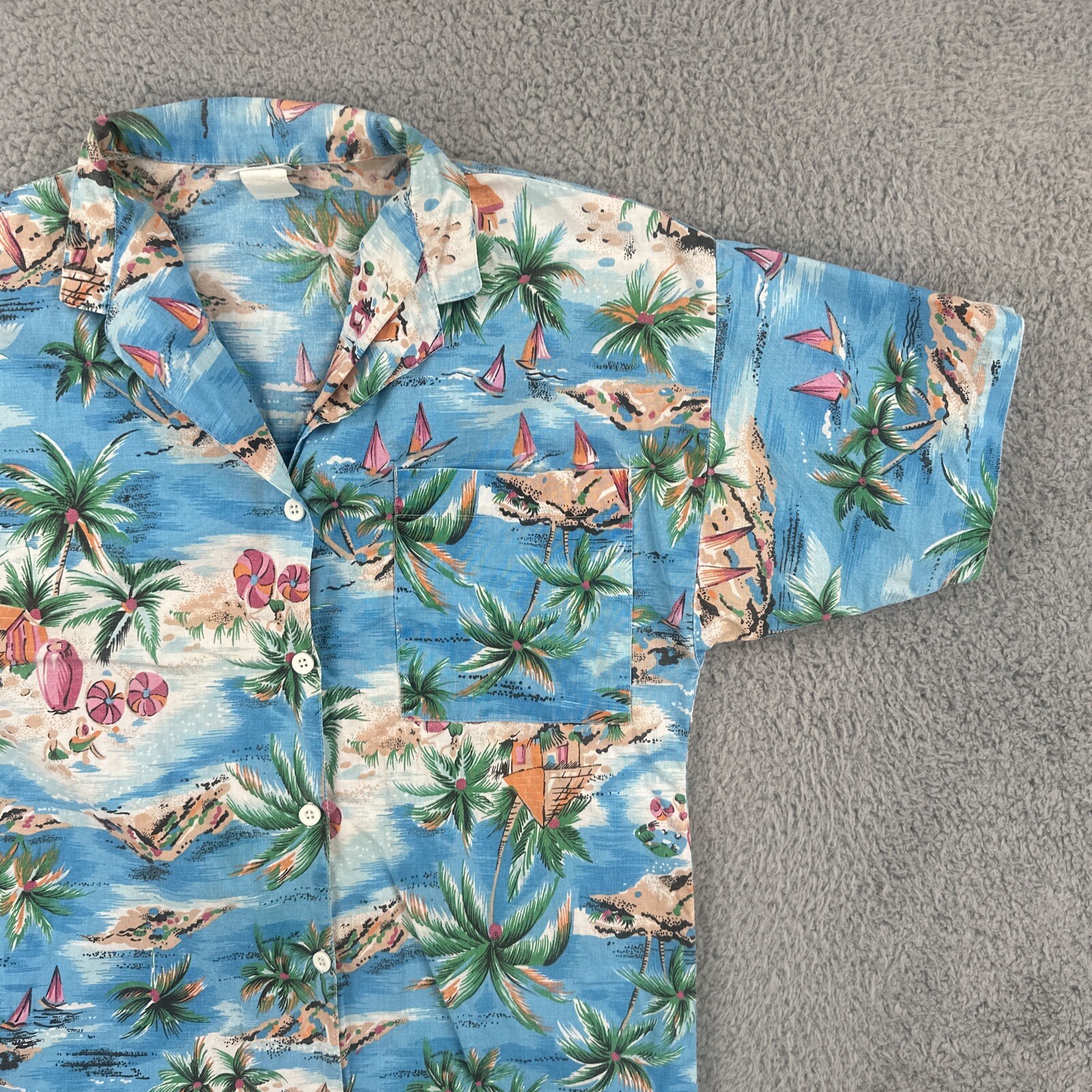 Vintage Palmetto’s 90s Women’s Size S Hawaiian Beach Camp Button Up Shirt EUC