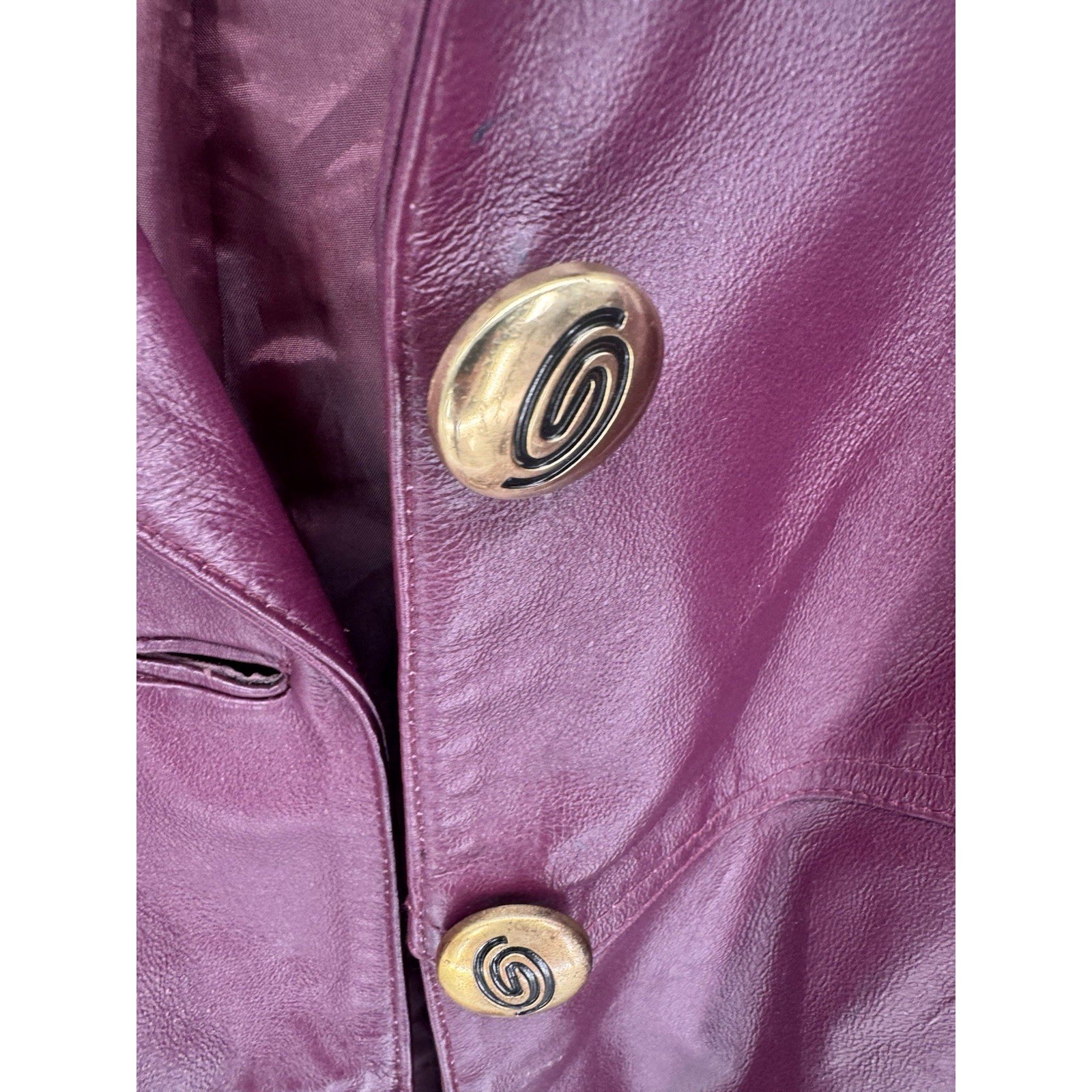 VTG 90’s Roaman’s Genuine Leather Women’s Sz 34W Purple Long Trench Coat Witch
