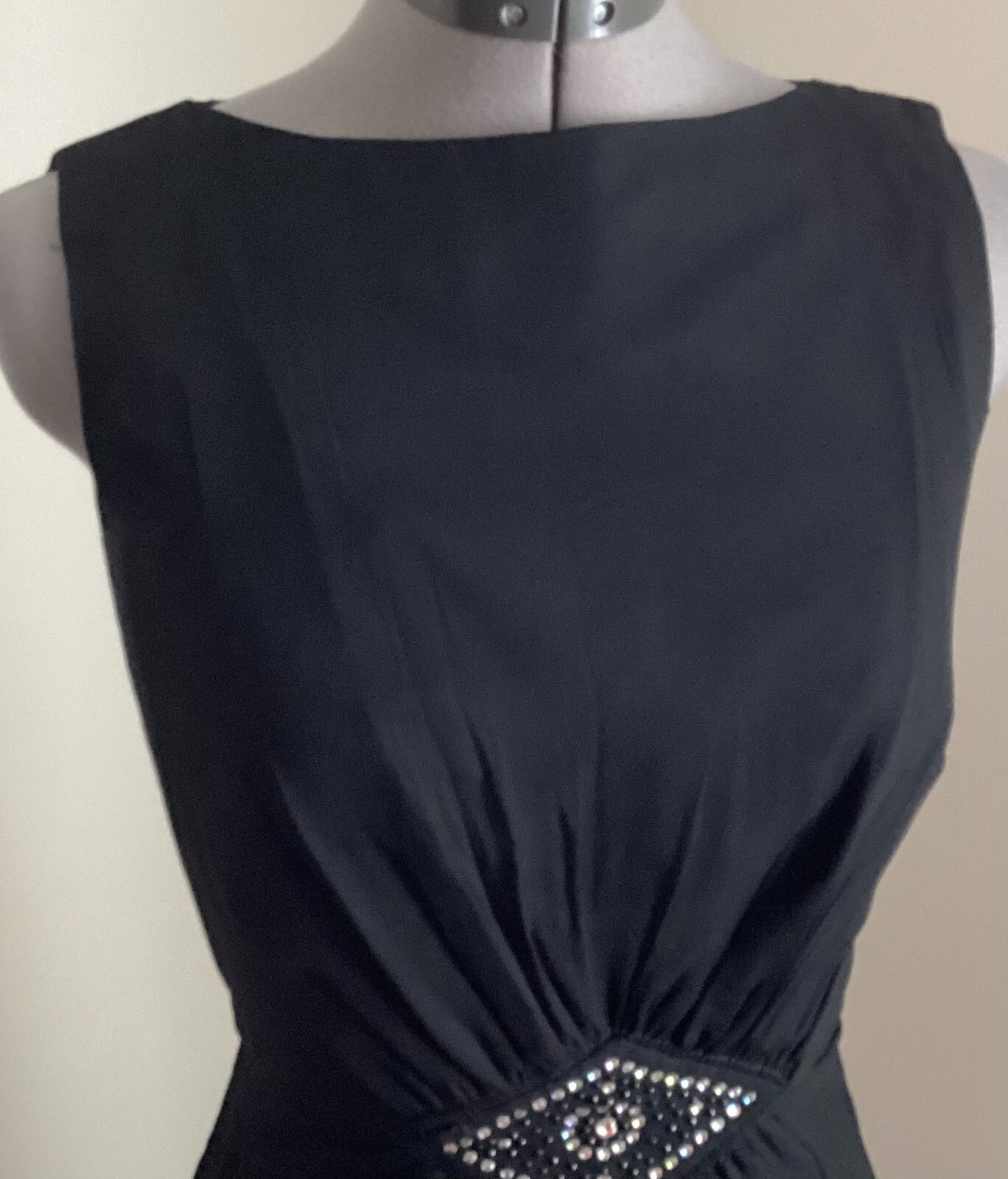VTG Murray Bowen black small sheath dress back metal zipper rhinestones lined