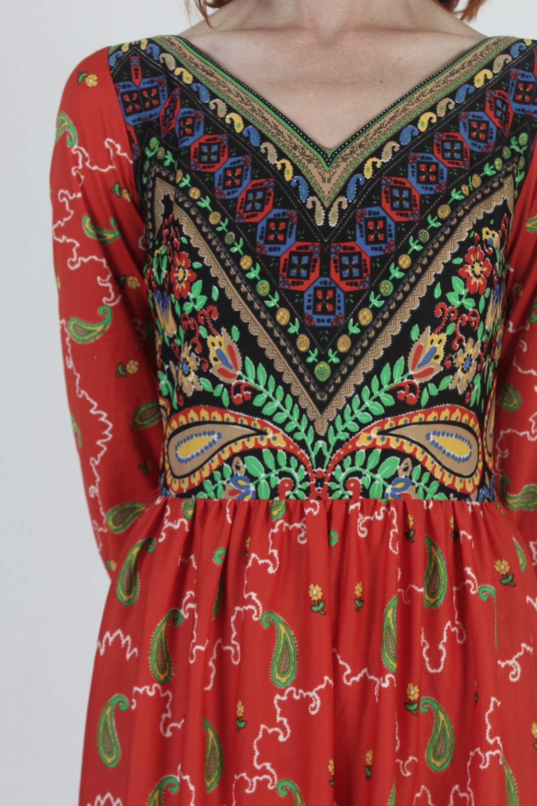 Vtg Colorful Asym Hanky Hem Dress High Low Handkerchief Tapestry Cocktail Party