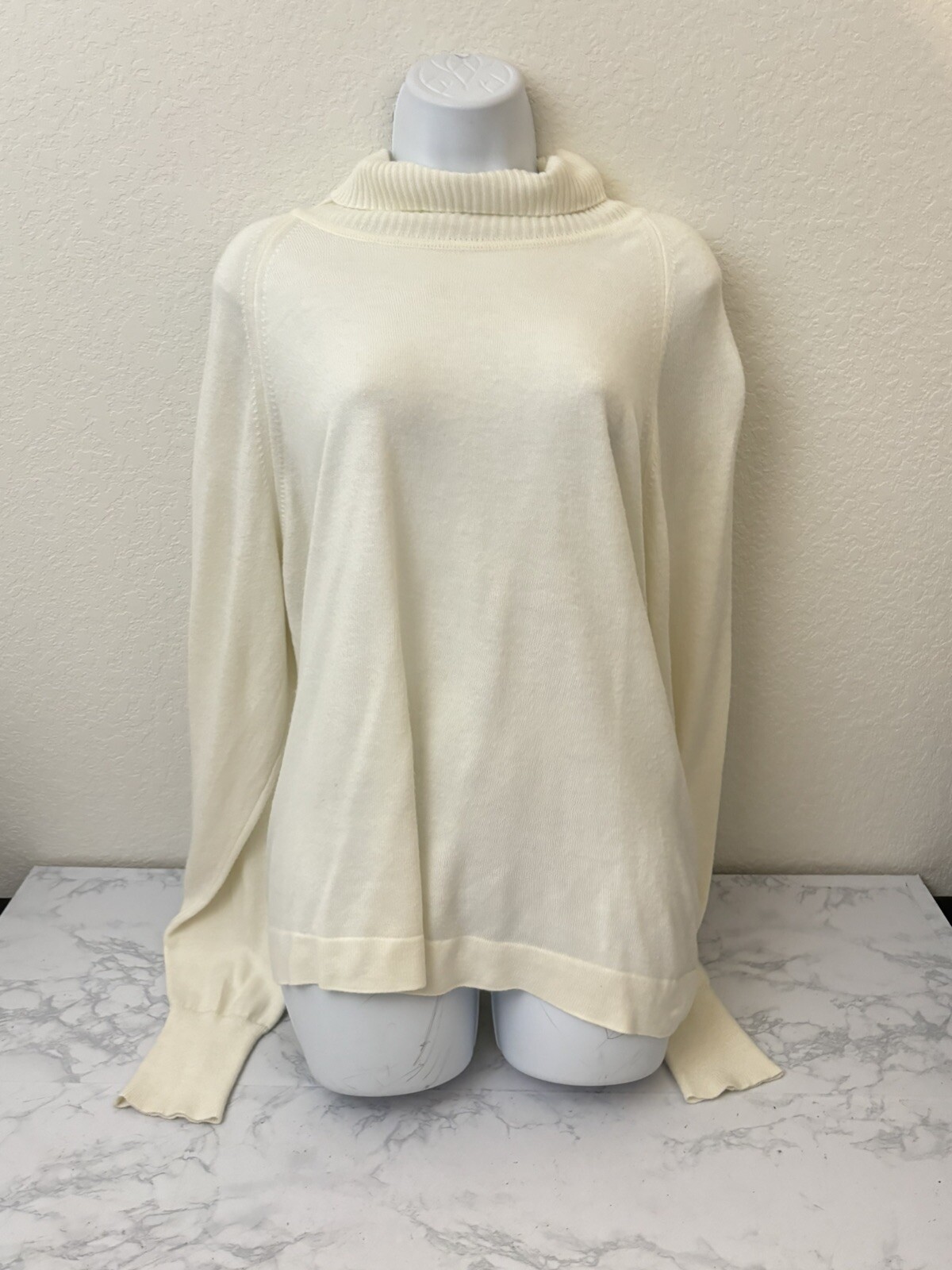 VTG Royal Jeff Long Sleeve Cowl Neck Sweater Top Women’s L Ivory Knit Acrylic F