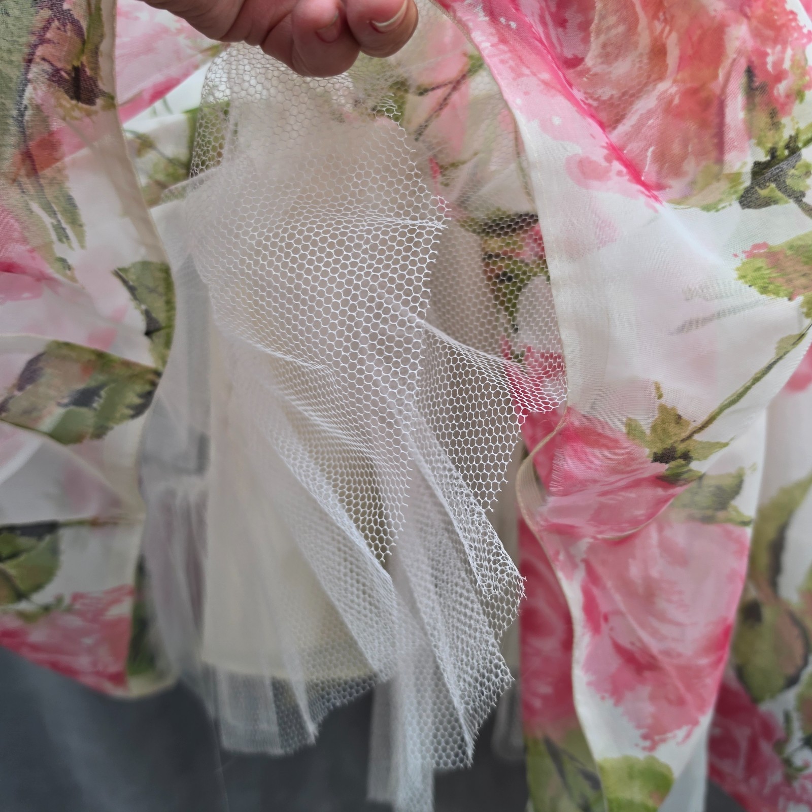 Vtg 1950-60s Floral Cocktail Party Dress Pink Bow Fit Flare Womens Small Costume