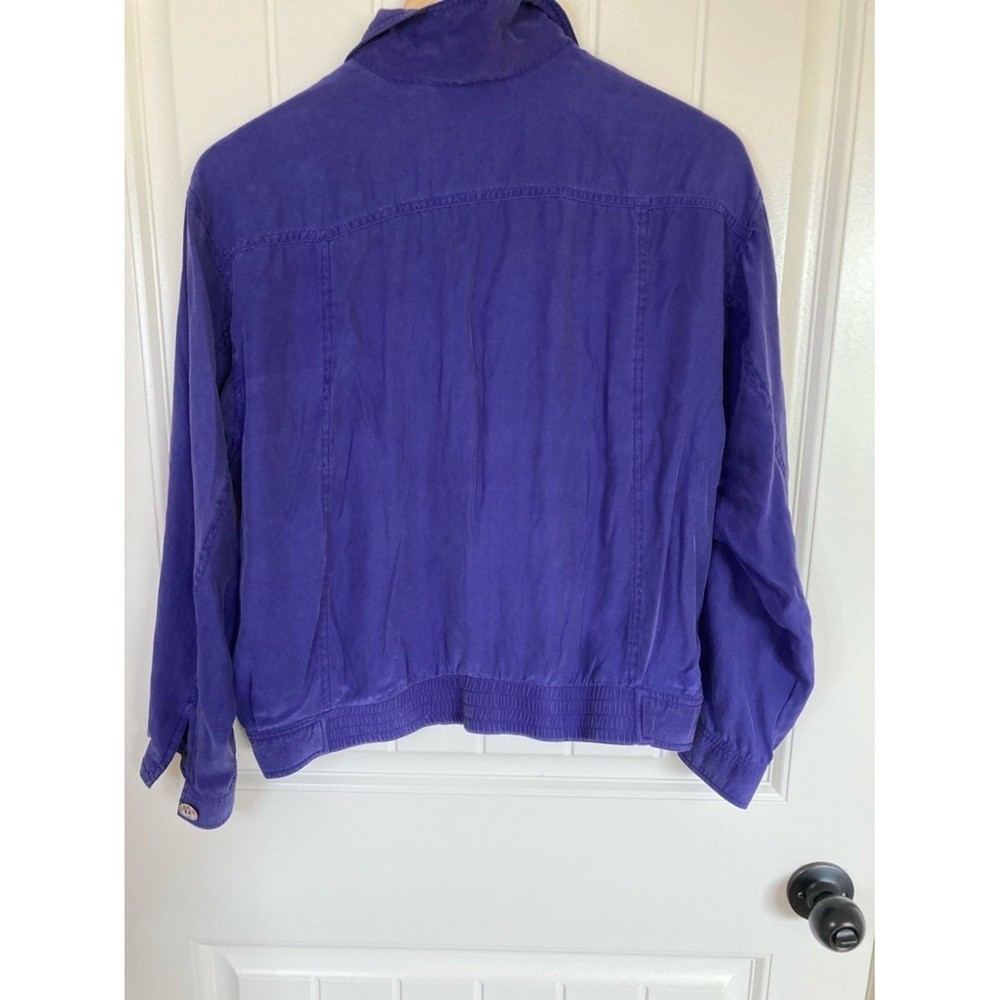 Vtg Carole Little Purple Three Piece Silk Pants Jacket Top Set Size 8P 80s