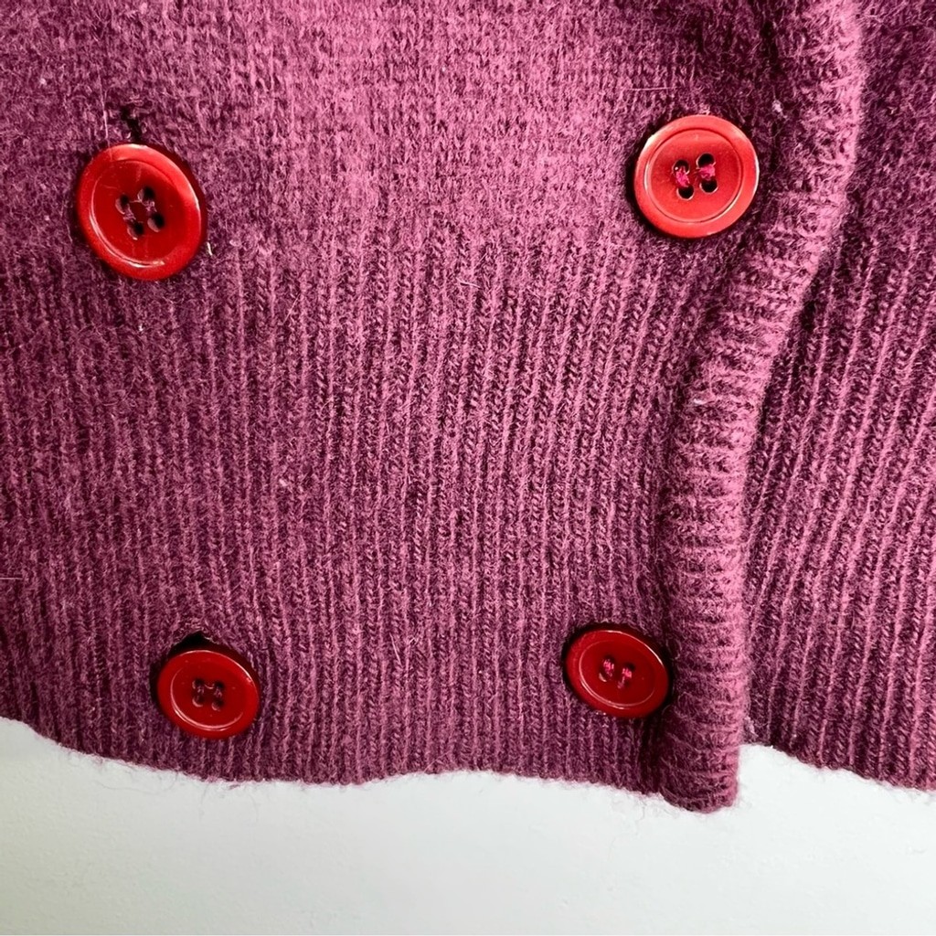 Vintage 90s wool Angora soft fuzzy plum wine puff sleeve cardigan sweater M