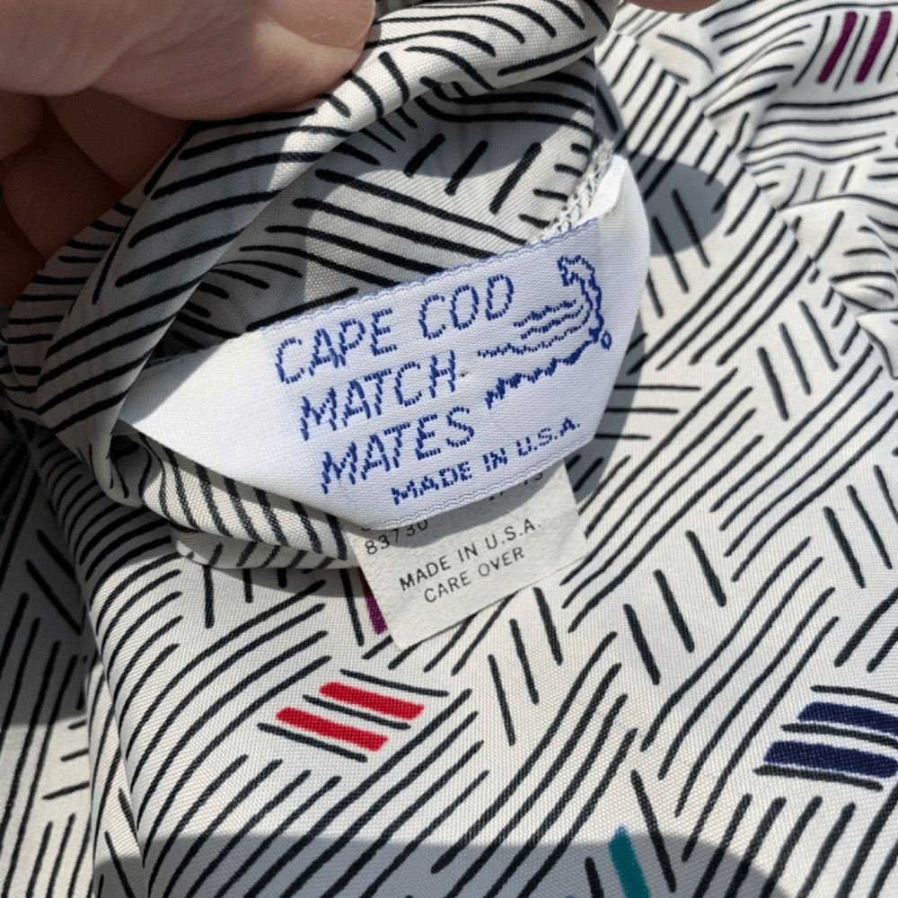 Vintage 1970s Cape Cod Match Mates Size 16 Blouse Black & White Design (C87)