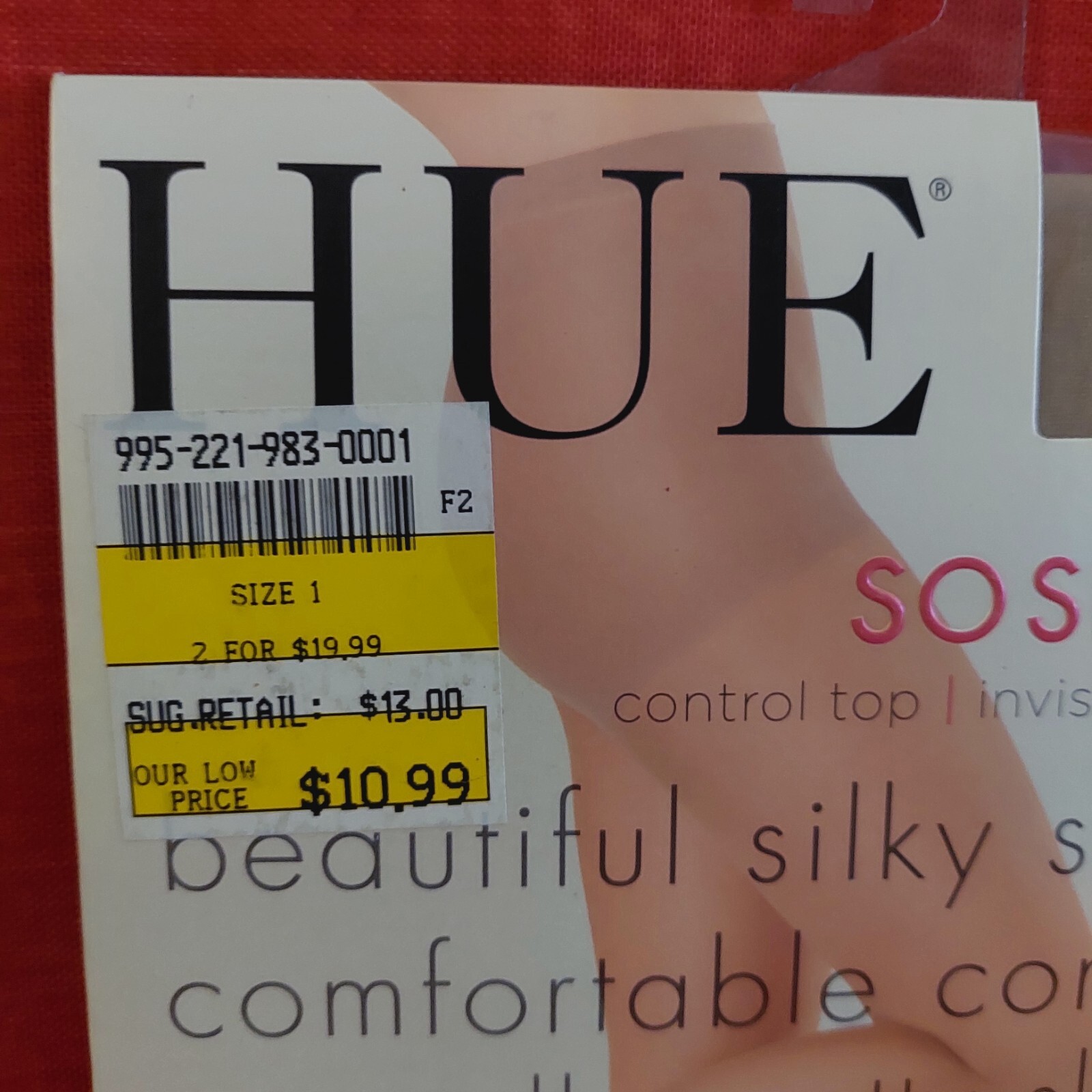Vintage Pantyhose HUE So Silky Sheer Invisible Reinforced Natural Size 1 BONT1