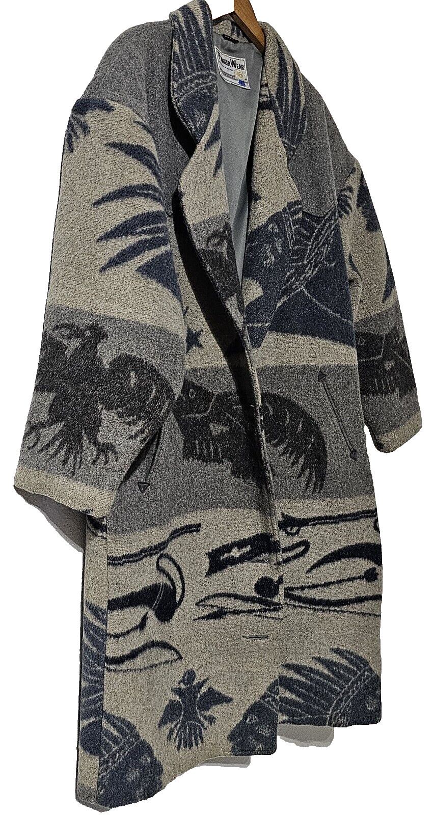 PIONEER WEAR Wool Vintage Coat Southwestern Native American Prints free size