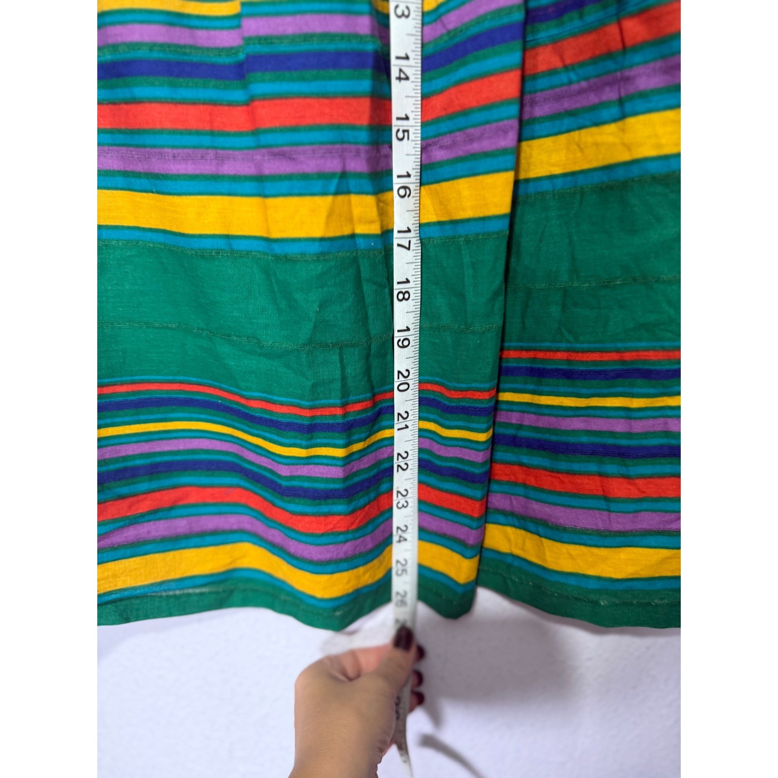 Vintage Mondi Skirt Set 40 Green Multi Stripe Retro Colorblock Cotton 1980s