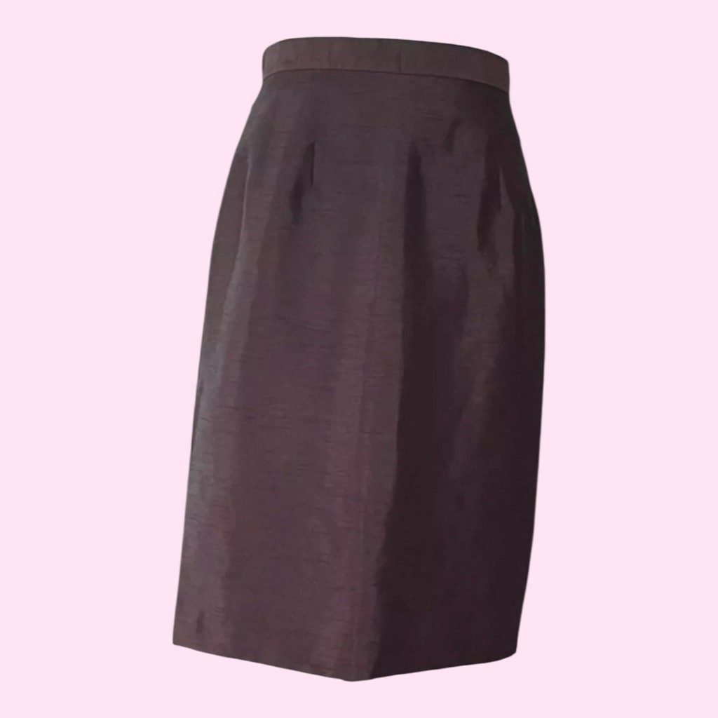 Vintage Harve Bernard Collection Brown Textured Satin Pencil Skirt Size 6