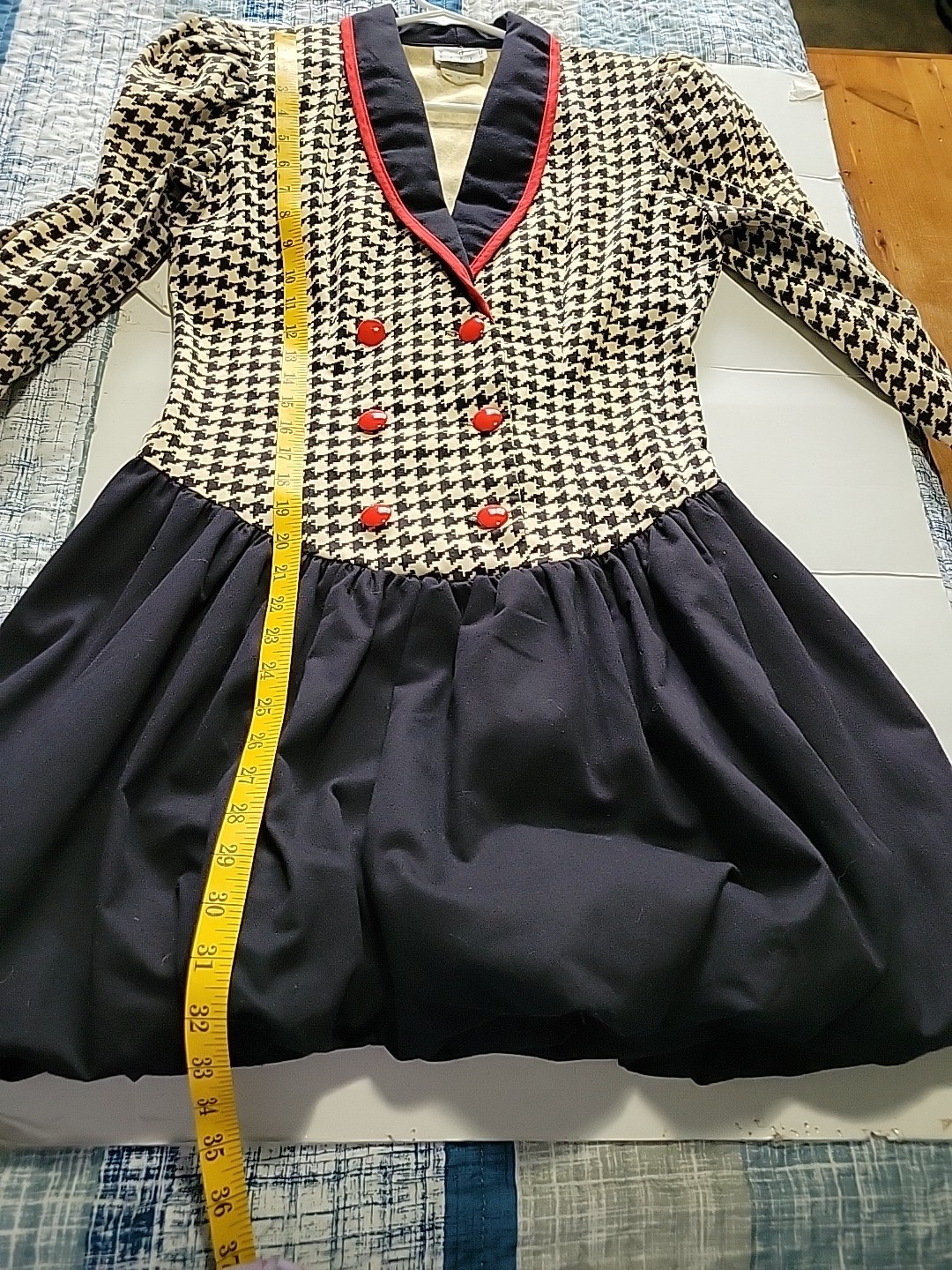 You Babes Dress Black And Red Houndstooth Bubble Skirt Sz 5 Made In Usa Vintage