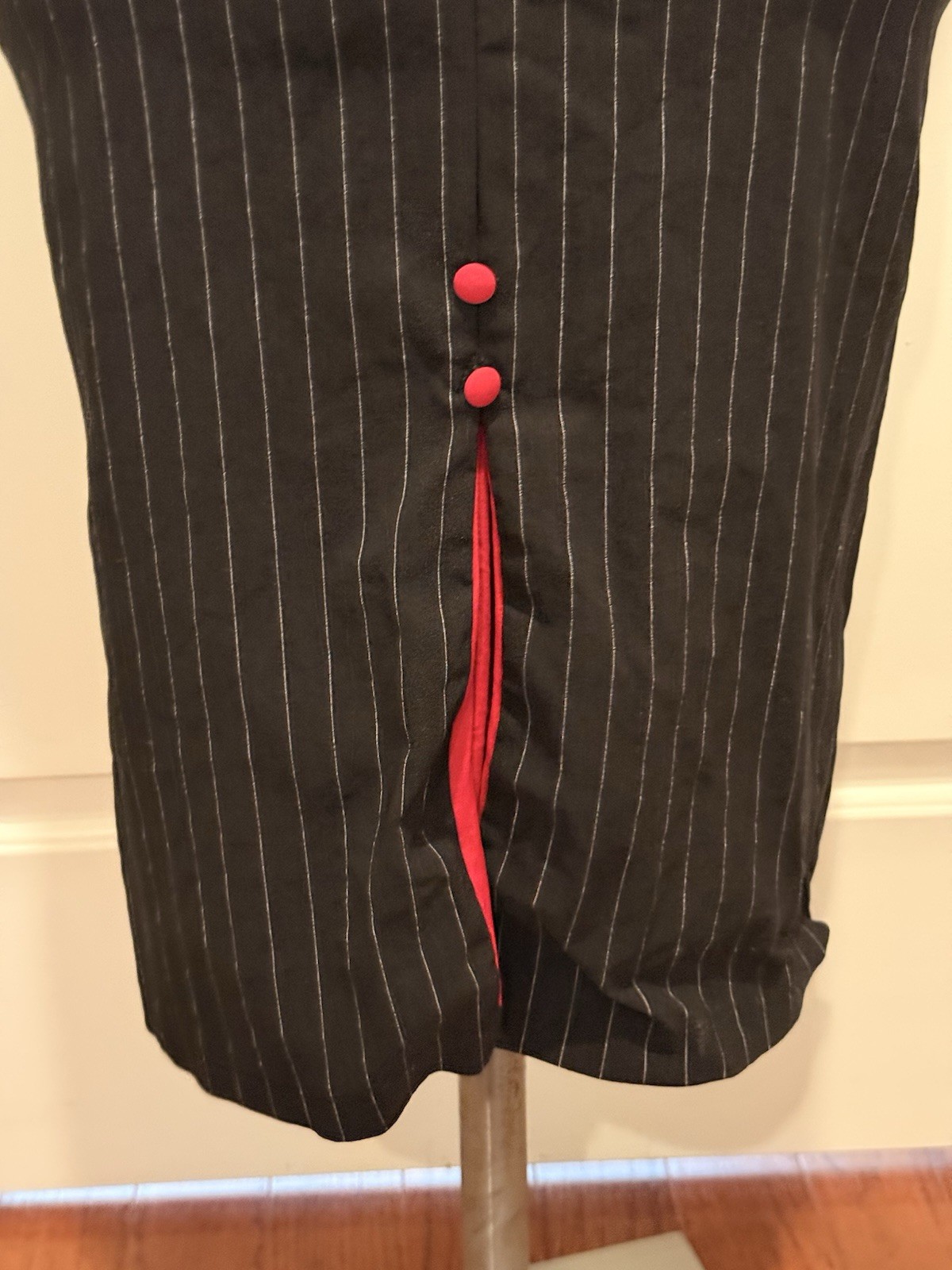 Women’s 2000’s Stop Staring! Size XL Black With White Pinstripe Wiggle Dress
