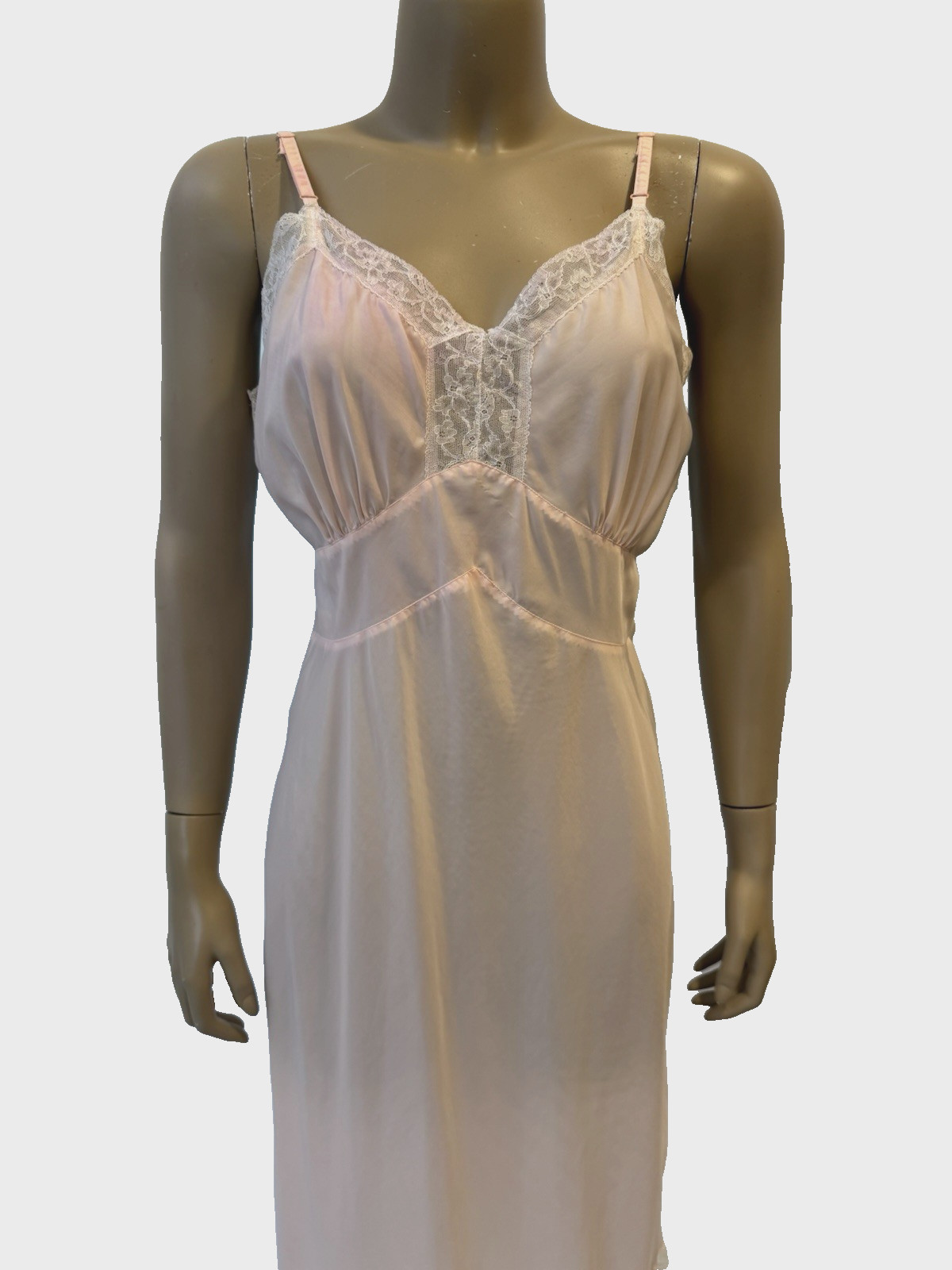 VTG Symphony Full Slip Dress Pink, Lace, Pink, Bust 36, Nylon Retro Sexy 1960’S