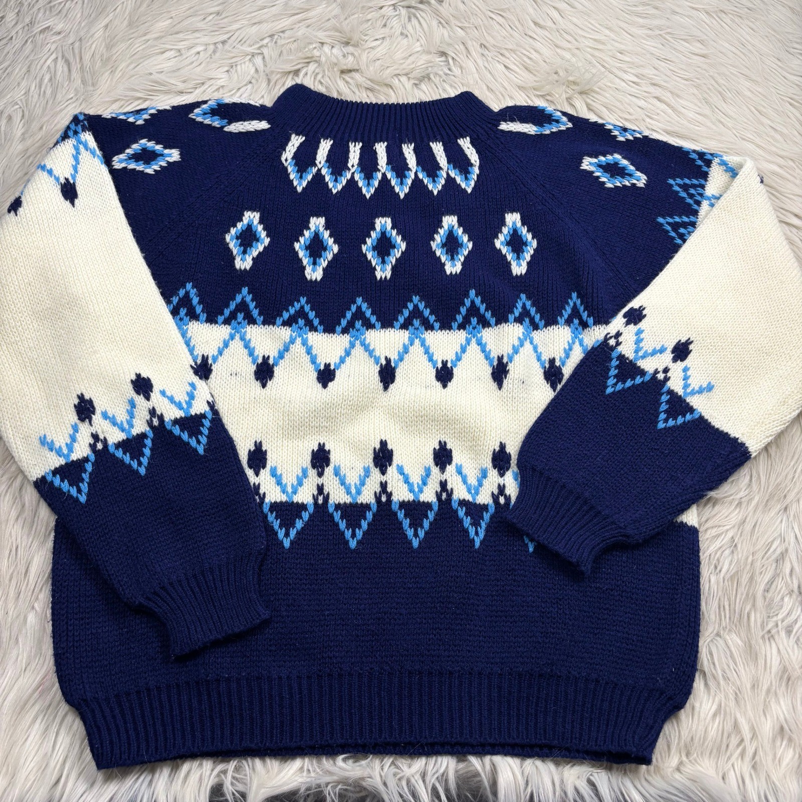 Vintage Fashion Sportswear Women’s M Fair Isle Stripe Sweater Skiing Winter