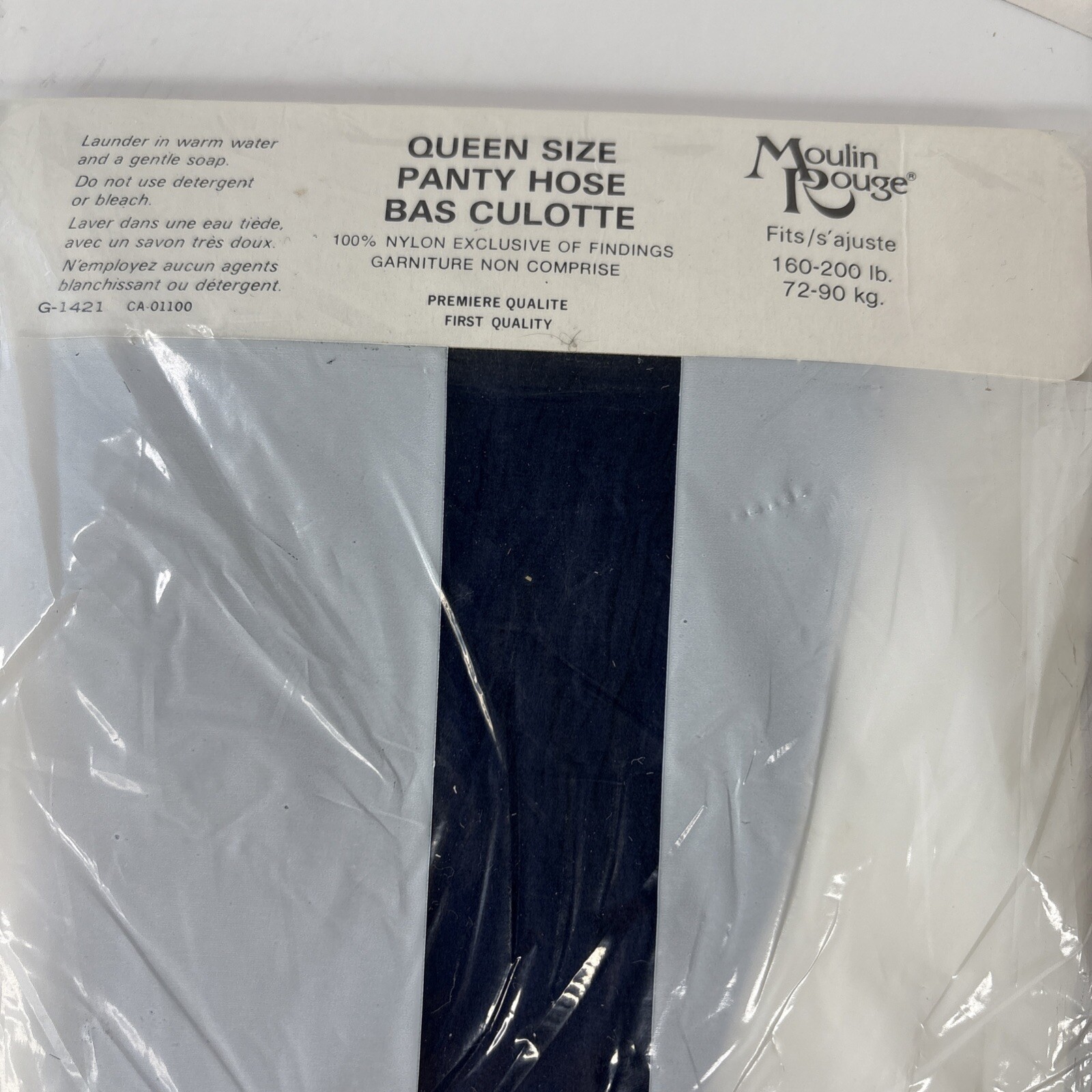 Vintage 1970’s Moulin Rouge Pantyhose 160-200 lbs QUEEN Size Navy NEW OLD STOCK!