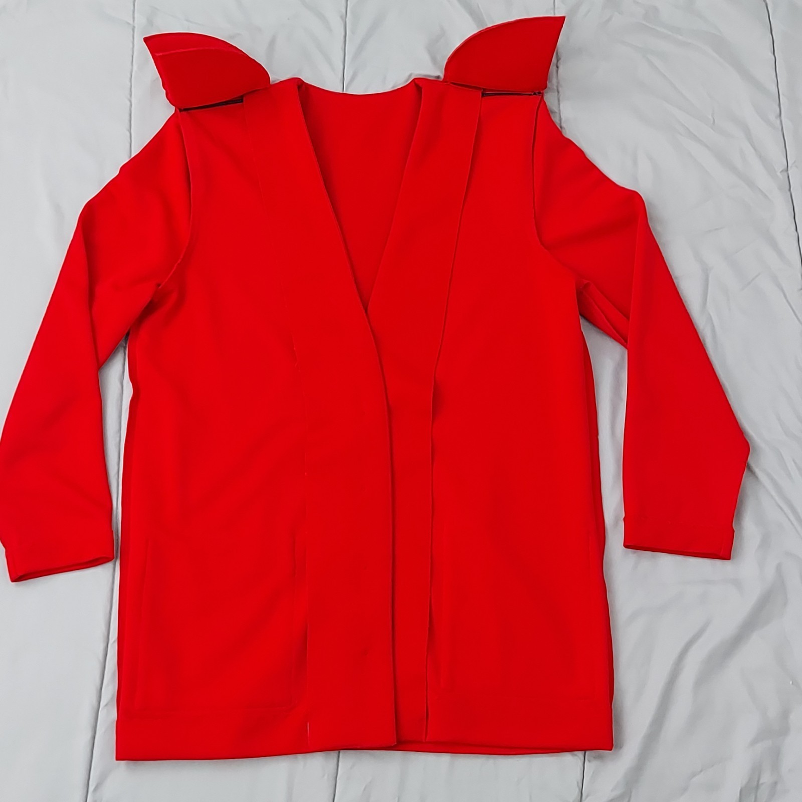 Vintage 80s Leslie Fay Power Suit Blazer Red Black Trim Gold Buttons Women’s 8