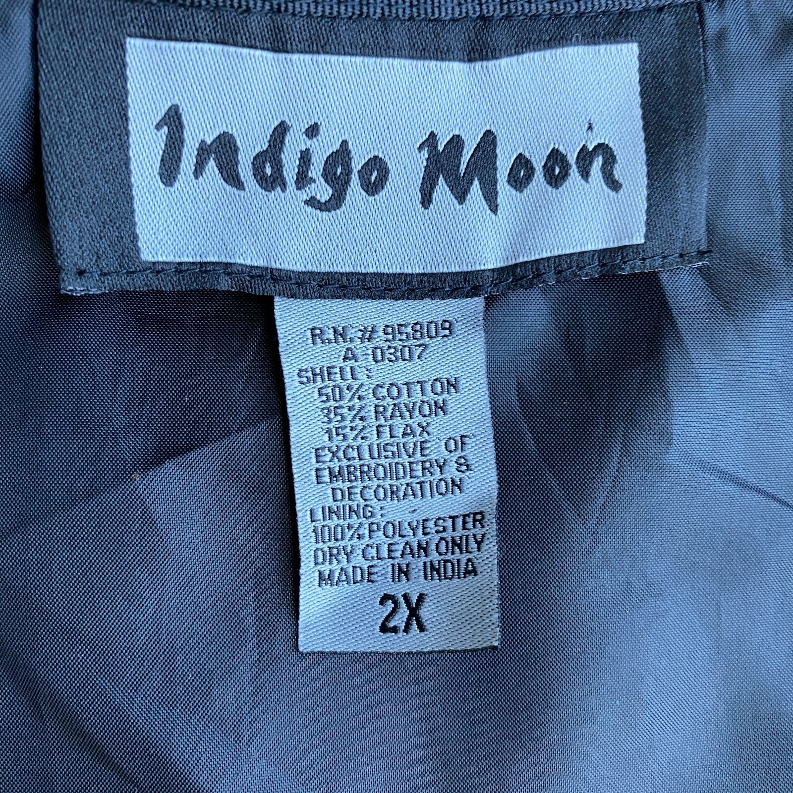 Vintage Indigo Moon Embroidered Patchwork Jacket Art to Wear Retro Abstract Boho