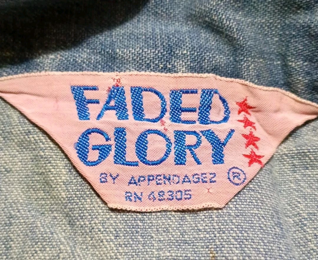 Vintage Faded Glory 70s Denim Jean Jacket Brass Zip Narrow Fit M