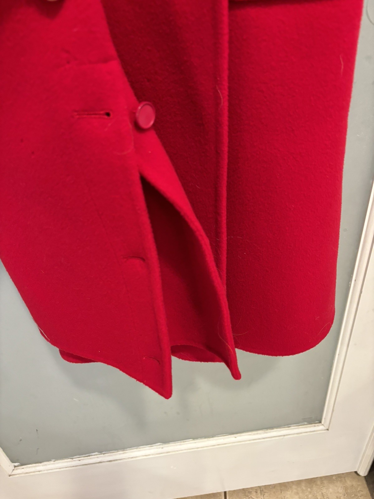 Bernard Perris Paris Vintage 100% Red Wool Pea Coat XL