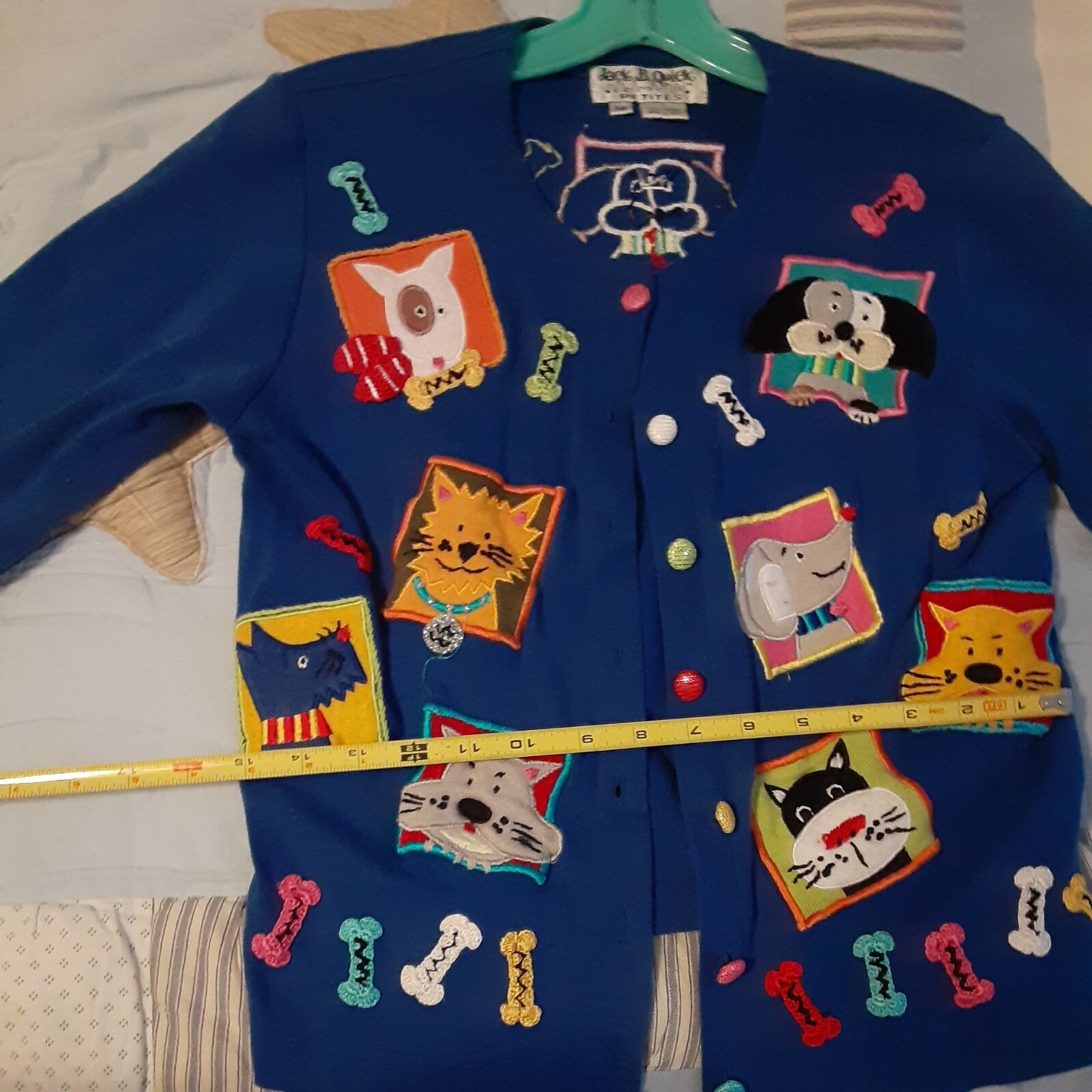 Jack B. Quick Sweater with Embellished Dog Appliques, Petite Small