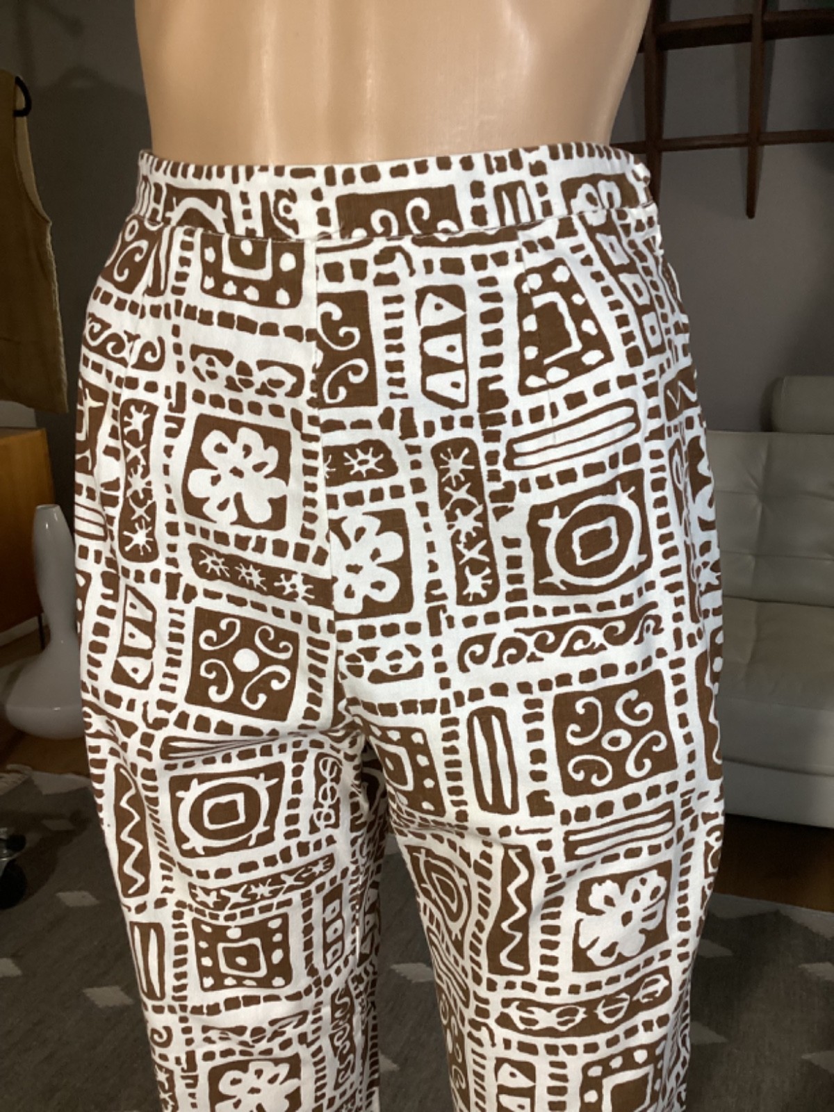 Vintage 60’s 70’s Alfred Dunner Tribal Print Geometric Pants Side Zip XS