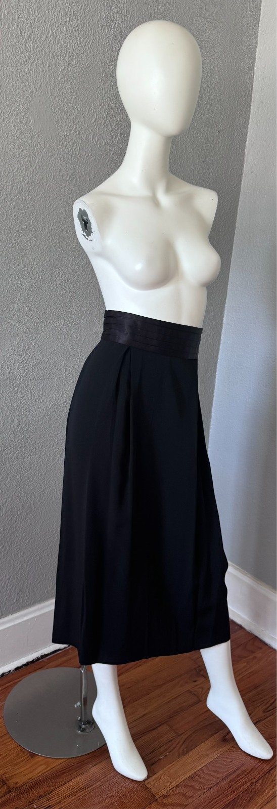 Vintage 80s Black High Waist TANGENTS Pencil Midi Skirt M